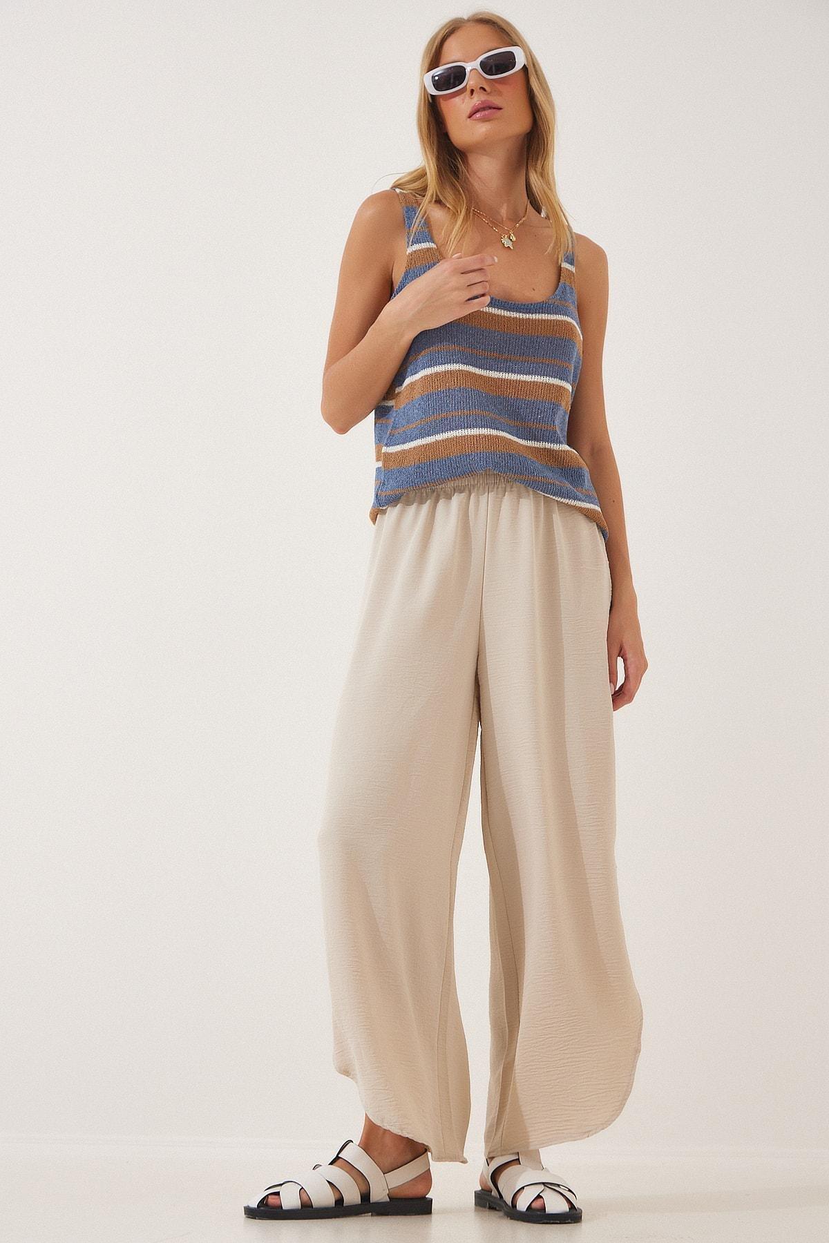 Cream Beige Carrot Pants, , large image number 1