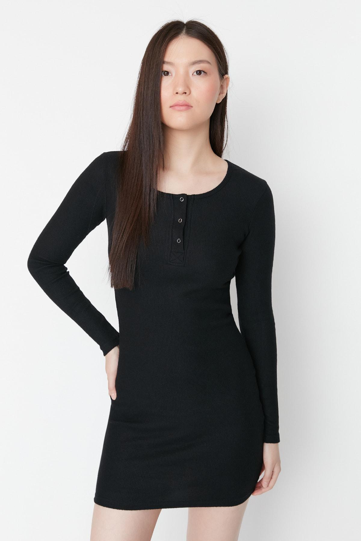 Black Bodycon Square Collar Dress, , large image number 2