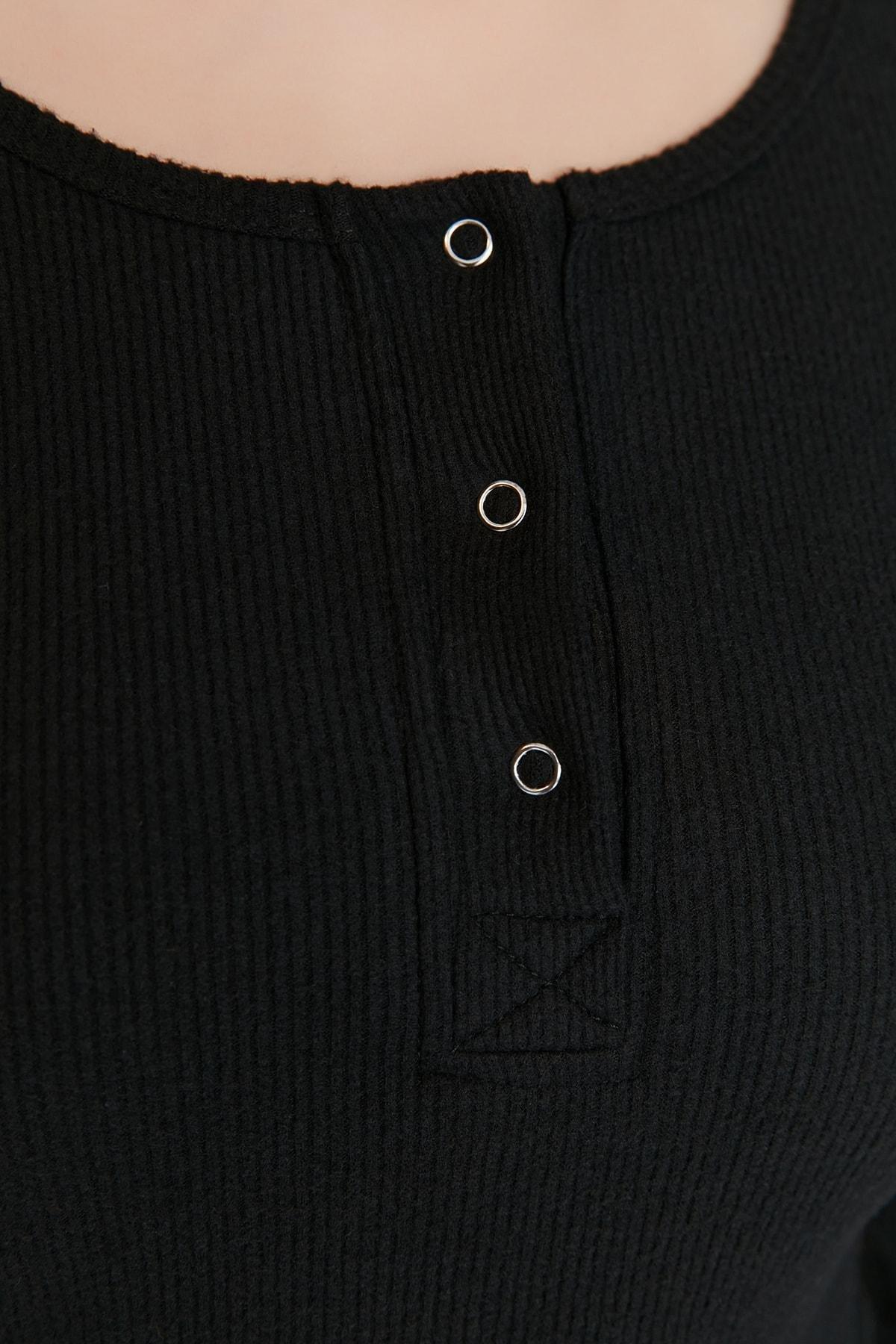 Black Bodycon Square Collar Dress, , large image number 3
