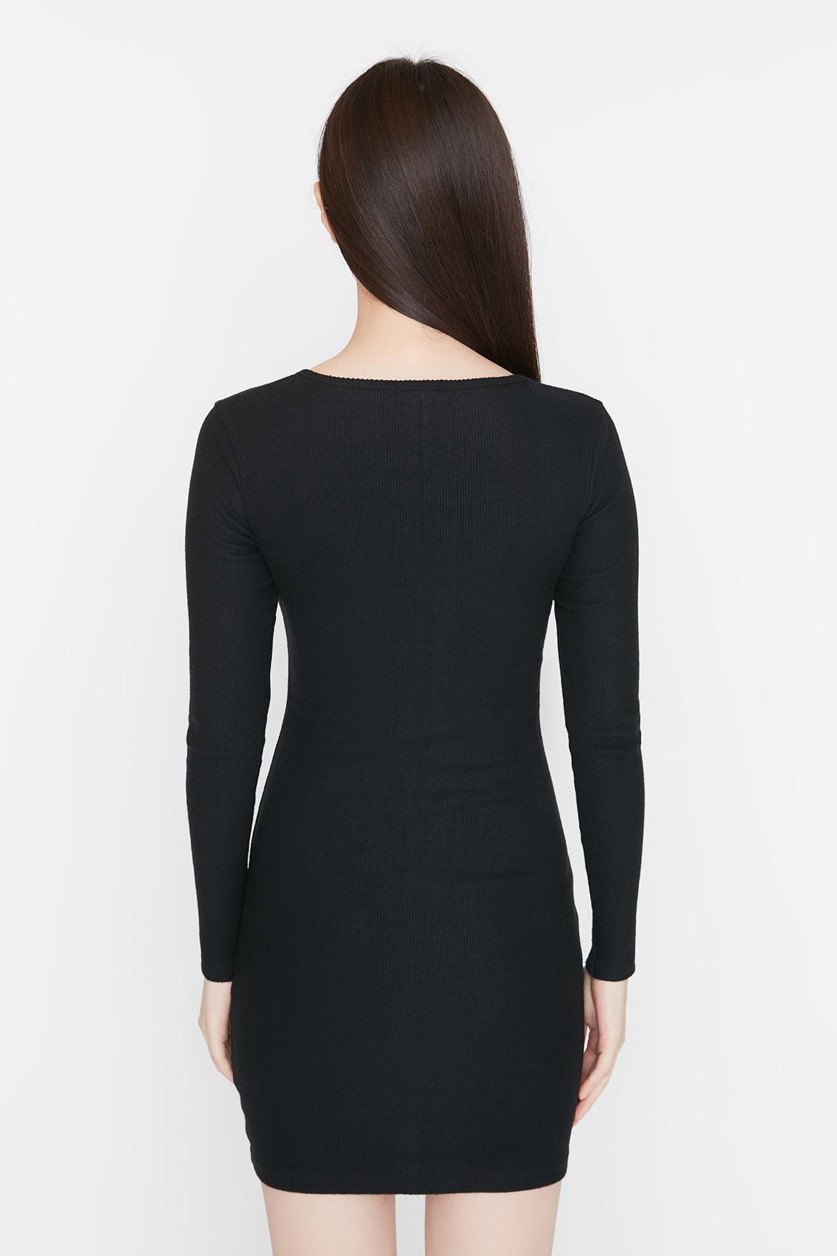 Black Bodycon Square Collar Dress, , large image number 4