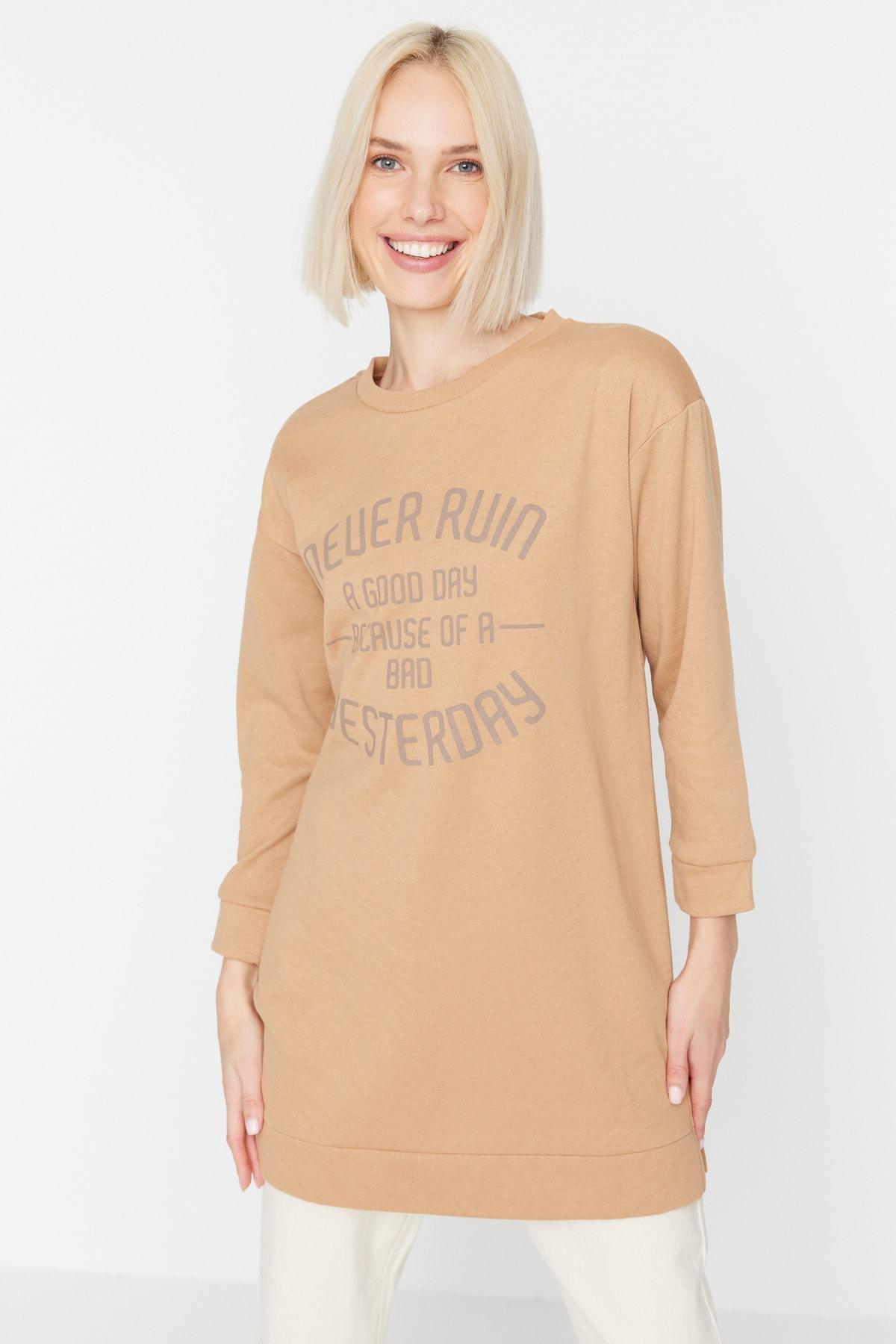 Brown Knitted Mink Sweatshirt, , large image number 2