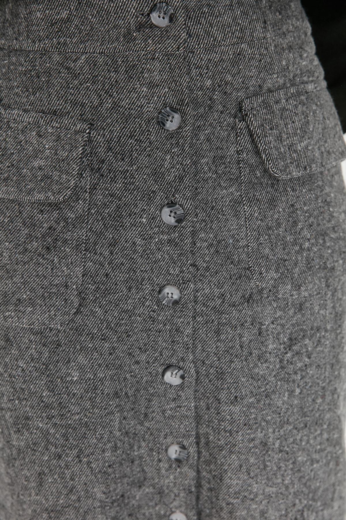 Grey Midi Skirt, , large image number 3