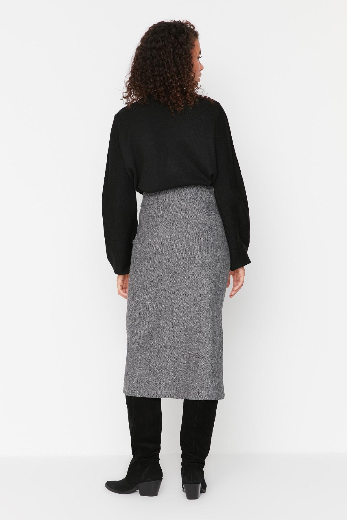 Grey Midi Skirt, , large image number 4