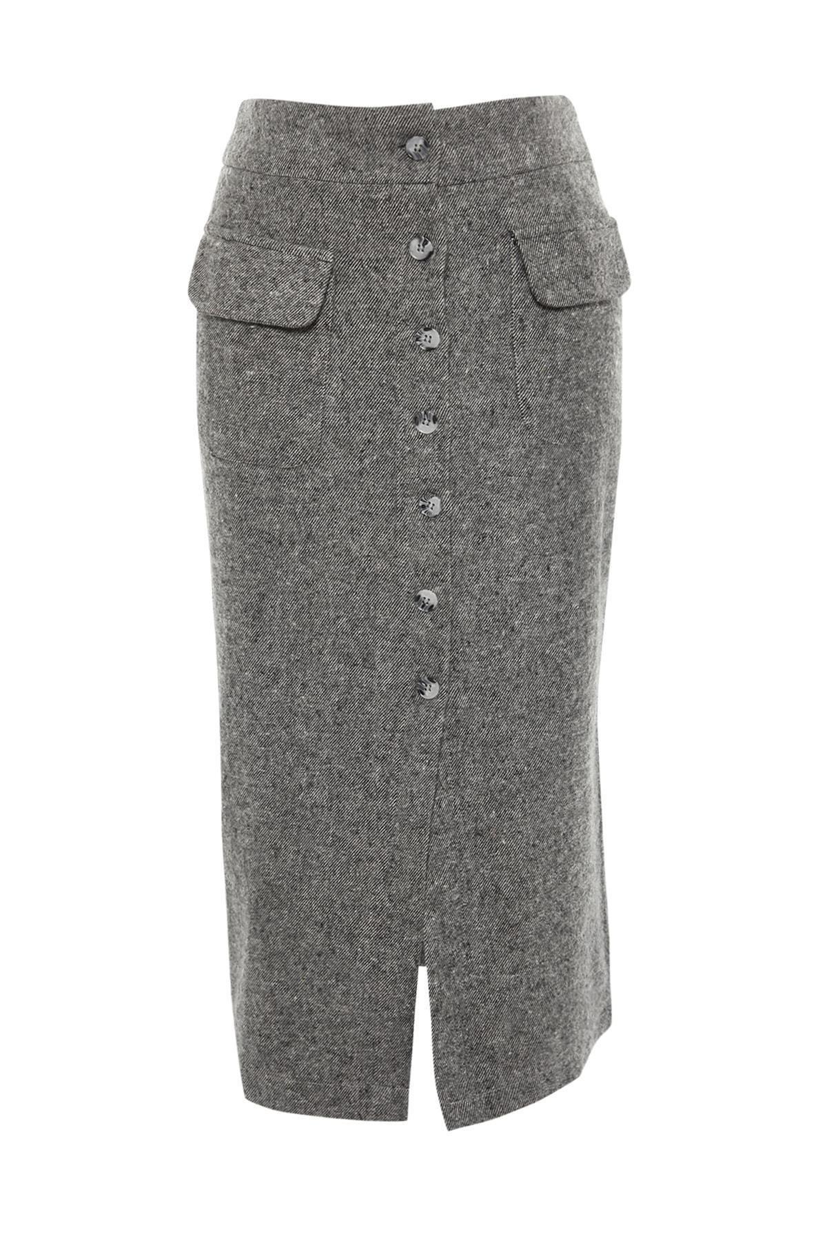 Grey Midi Skirt, , large image number 5