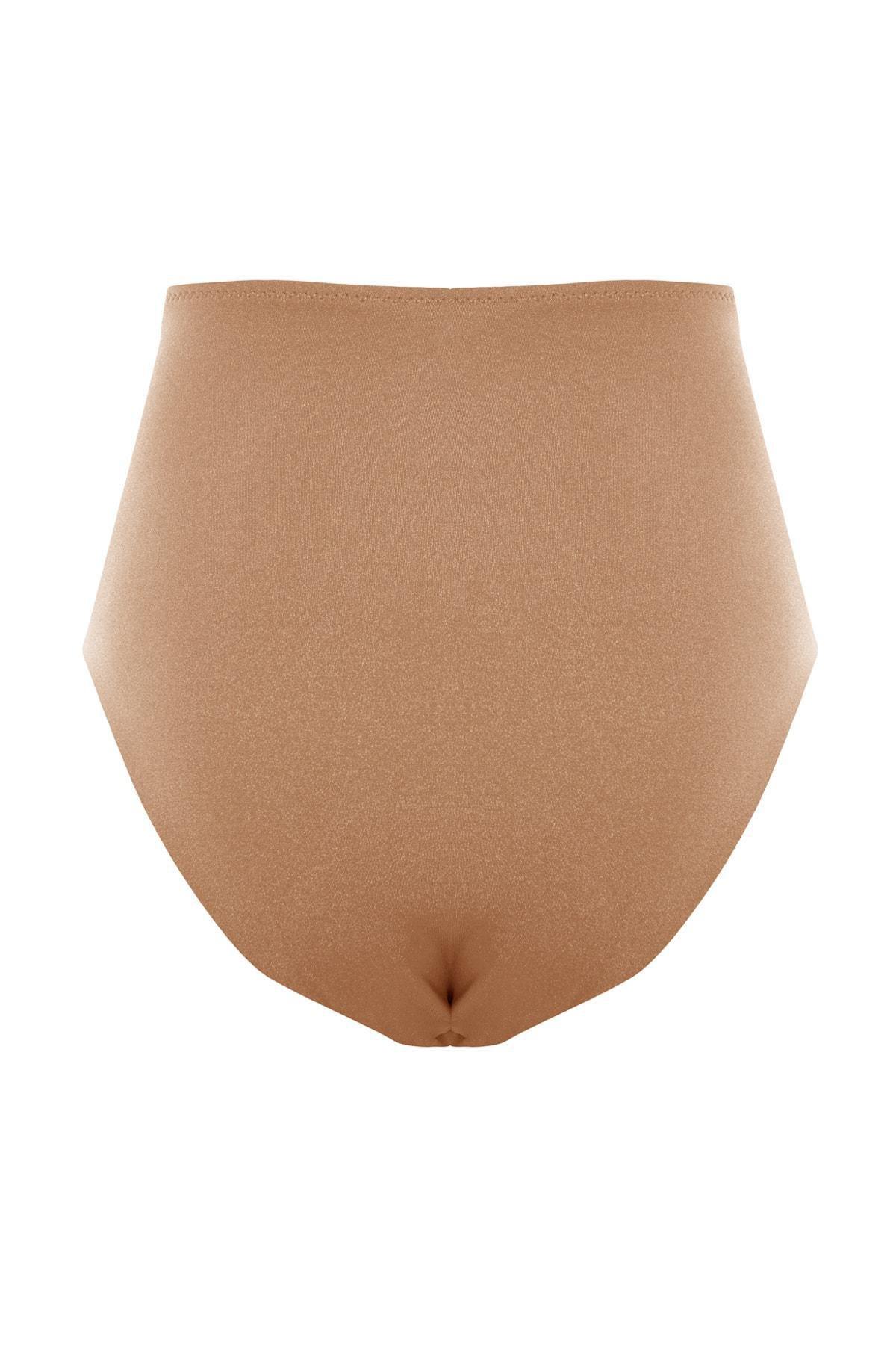 Brown Plain Bikini Bottom, Brown, medium