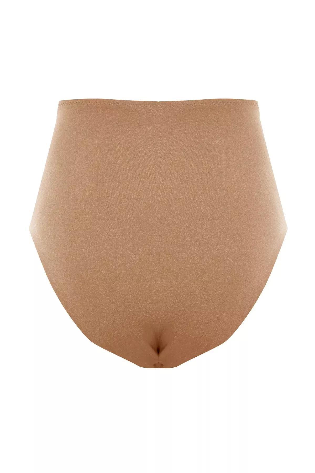Brown Plain Bikini Bottom, Brown, medium
