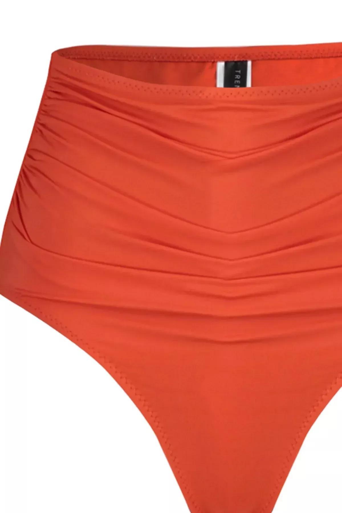 Orange Plain Bikini Bottom, Orange, medium