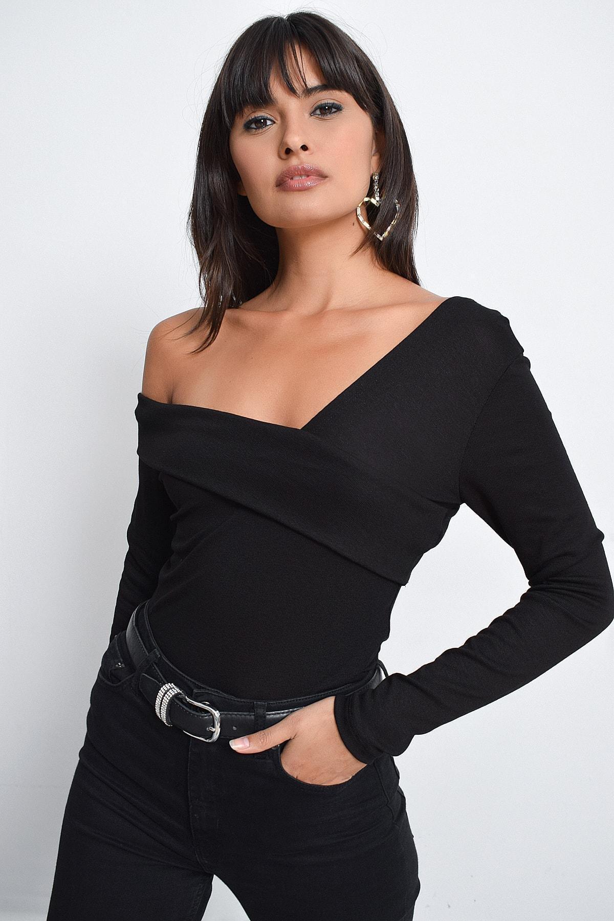 Black Fitted Blouse, BLACK, medium