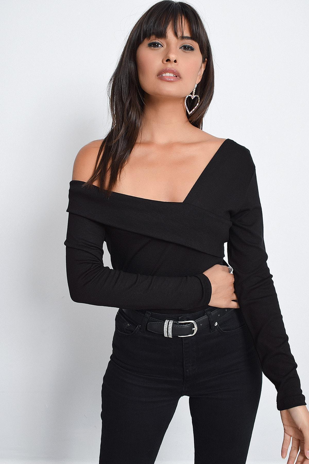 Black Fitted Blouse, BLACK, medium