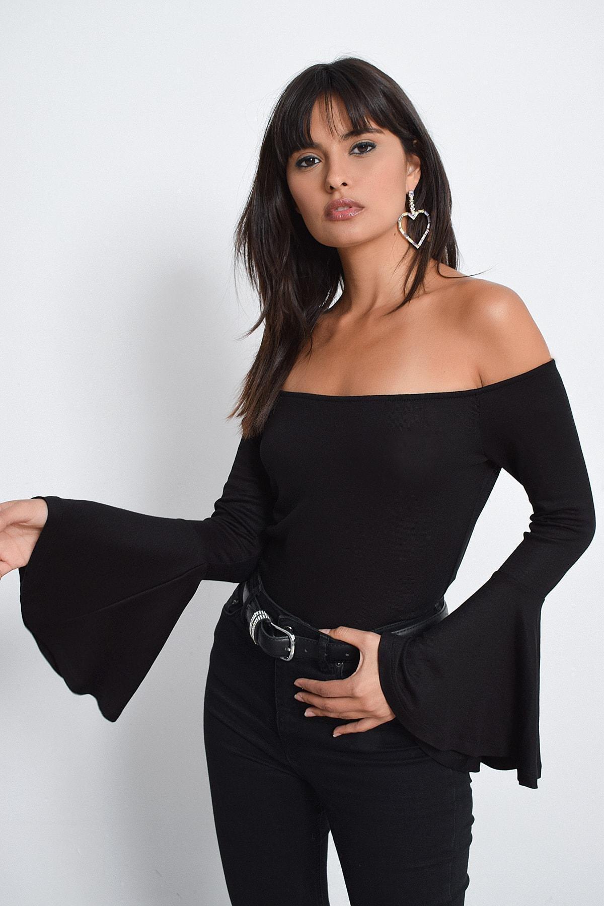 Black Spanish Sleeve Blouse, , large image number 1