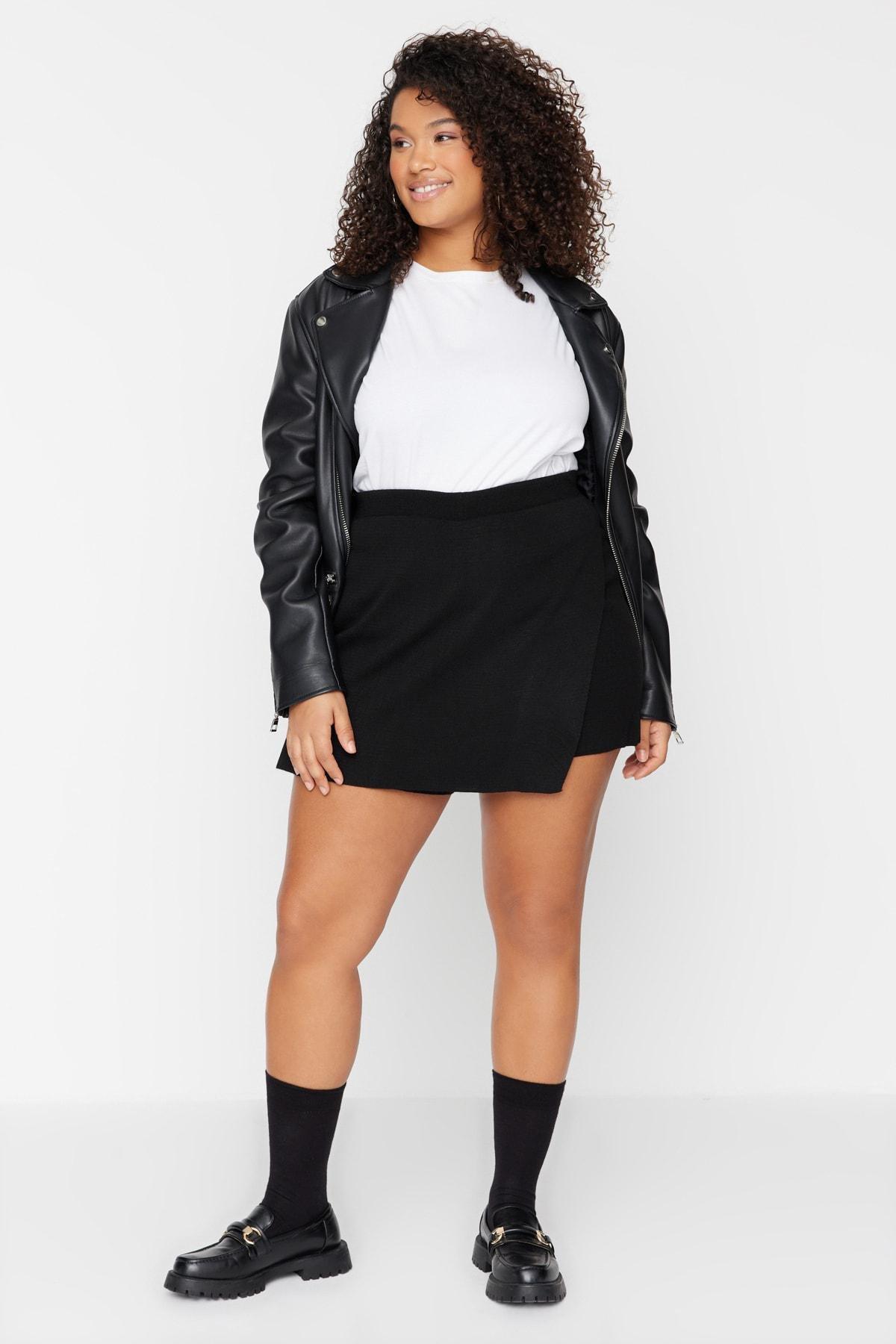 Black Mini Plus Size Skirt, , large image number 0