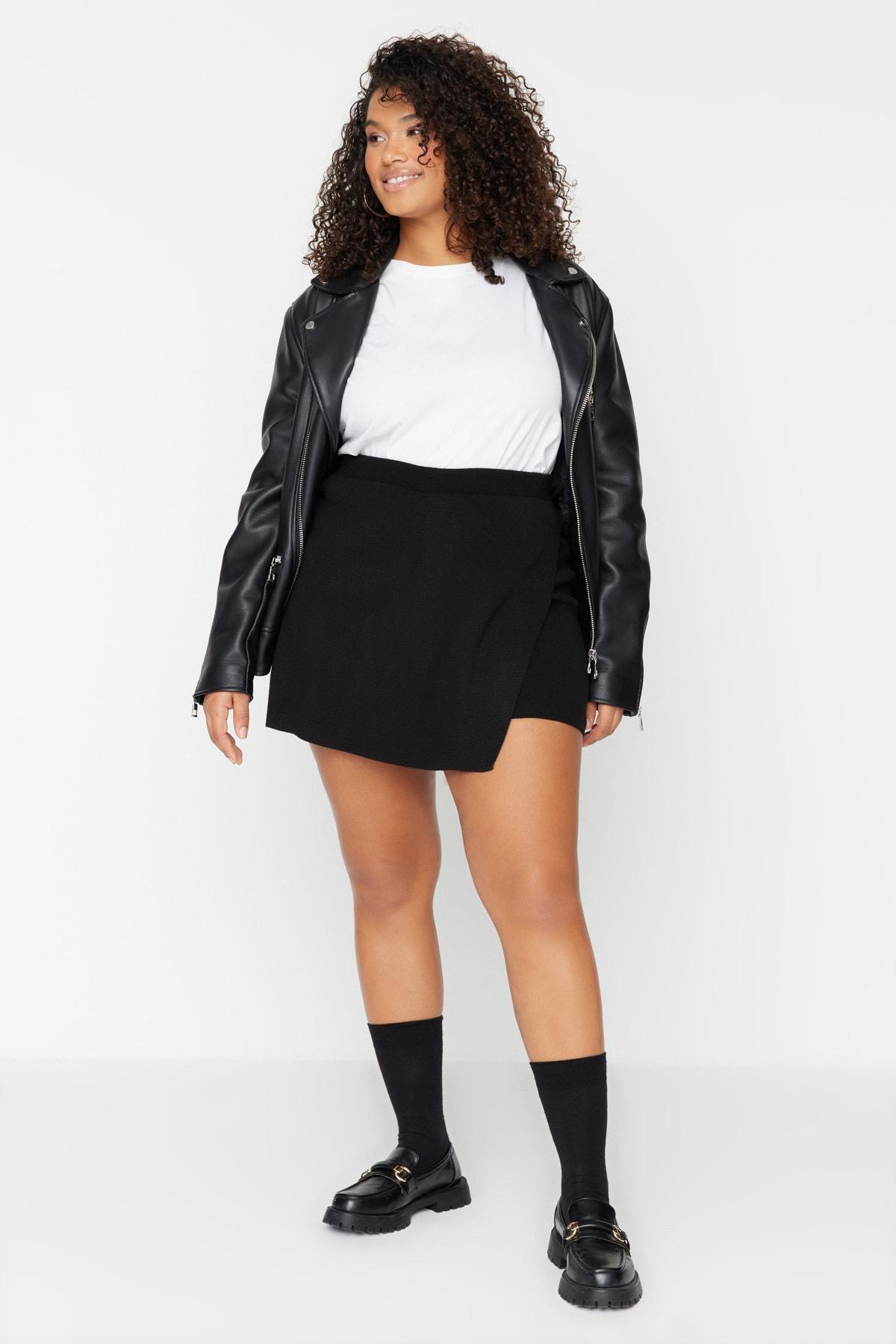 Black Mini Plus Size Skirt, , large image number 1