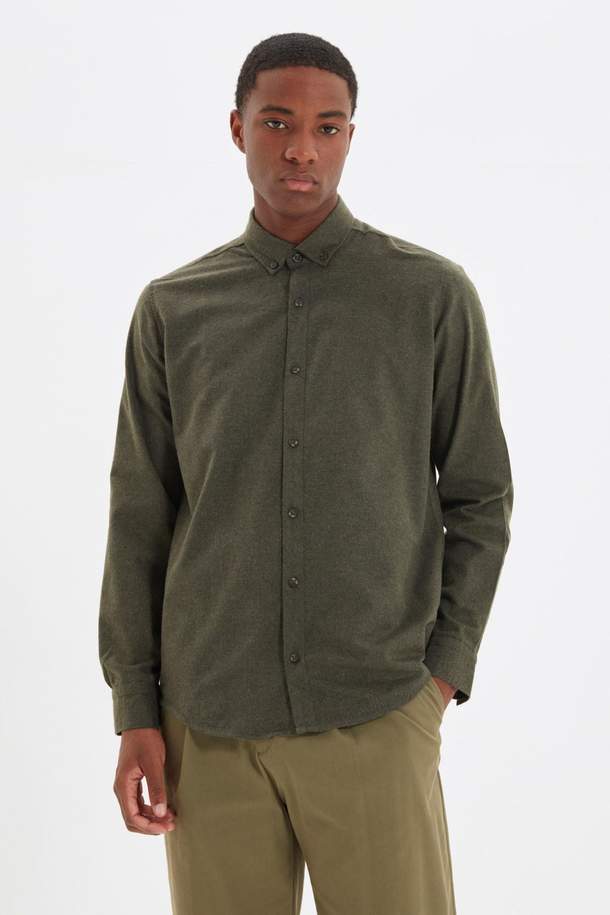 Green Flannel Slim Shirt, , large image number 2