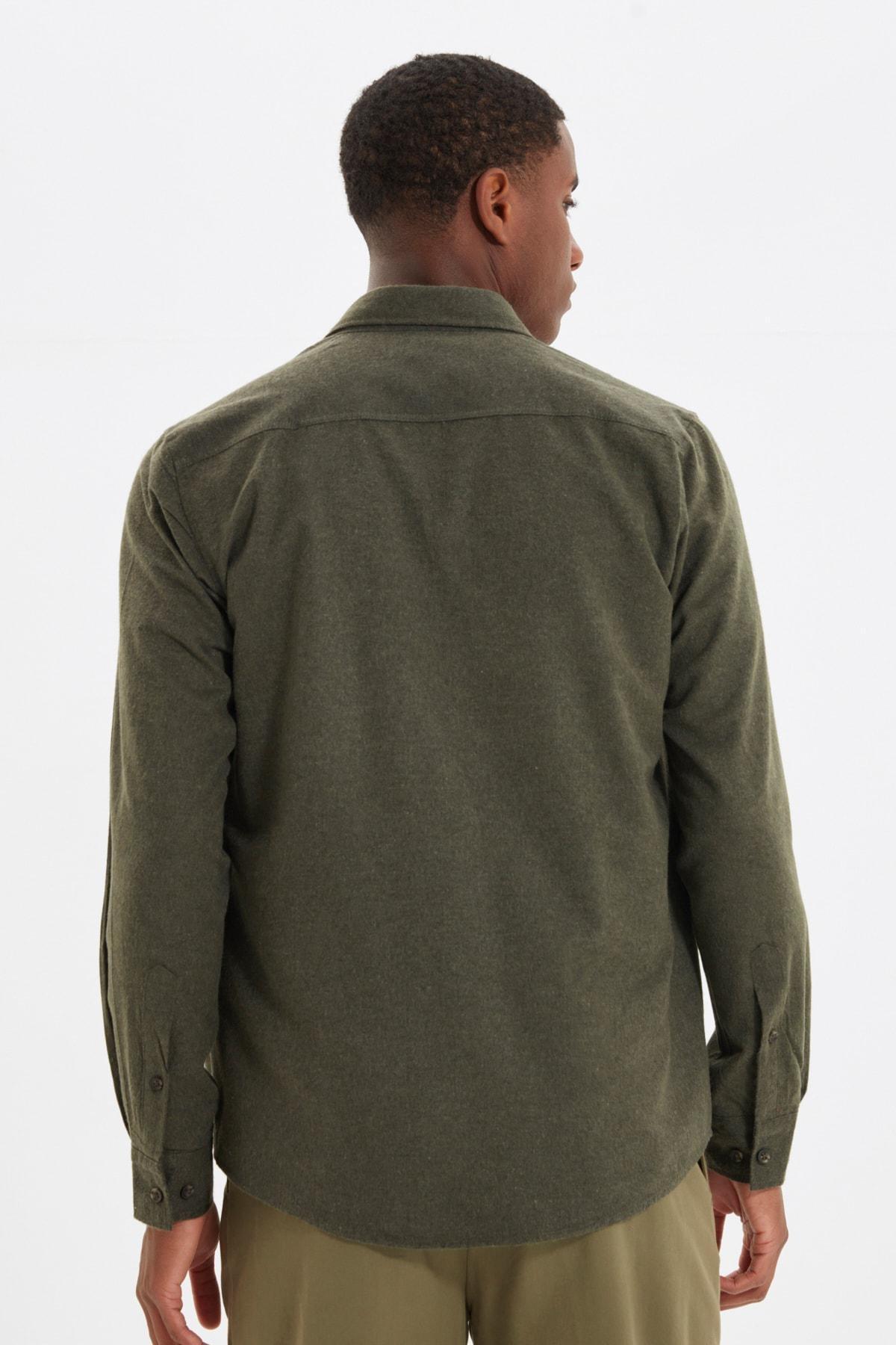 Green Flannel Slim Shirt, , large image number 8
