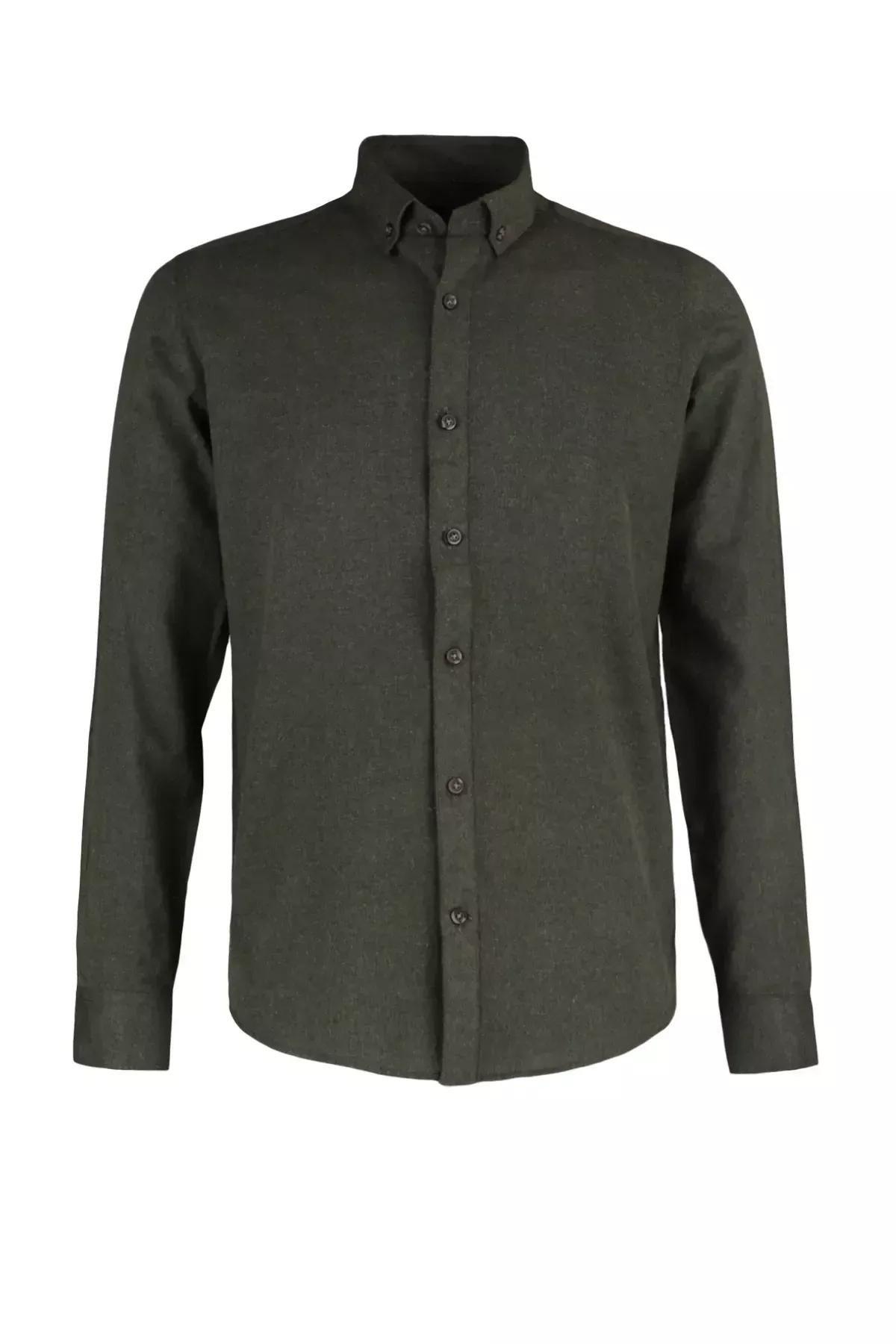 Green Flannel Slim Shirt, Green, large image number 10