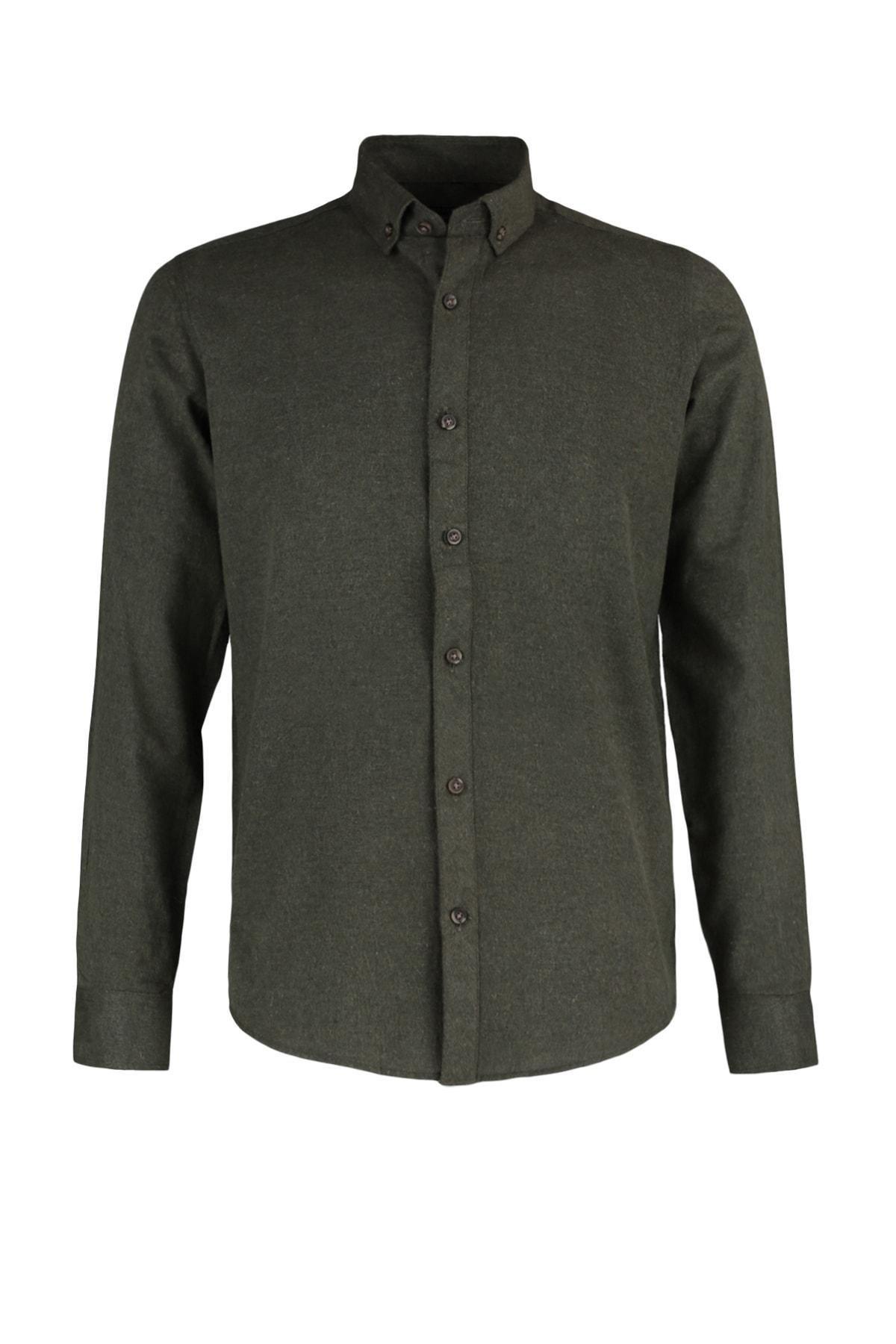 Green Flannel Slim Shirt, , large image number 12