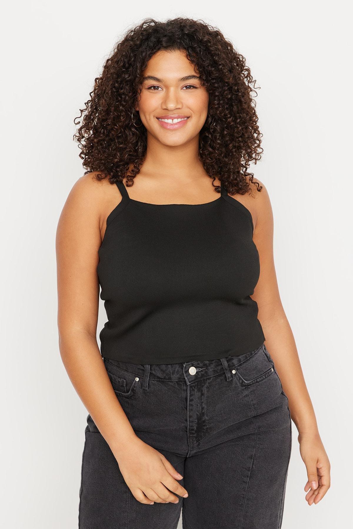 Black Crew Neck Plus Size Cardigan, , large image number 3