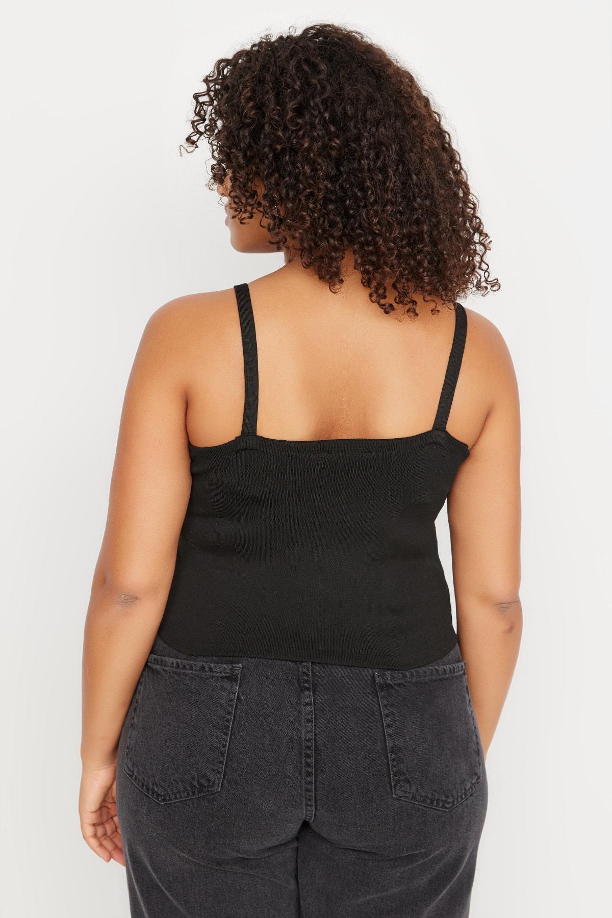 Black Crew Neck Plus Size Cardigan, , large image number 6