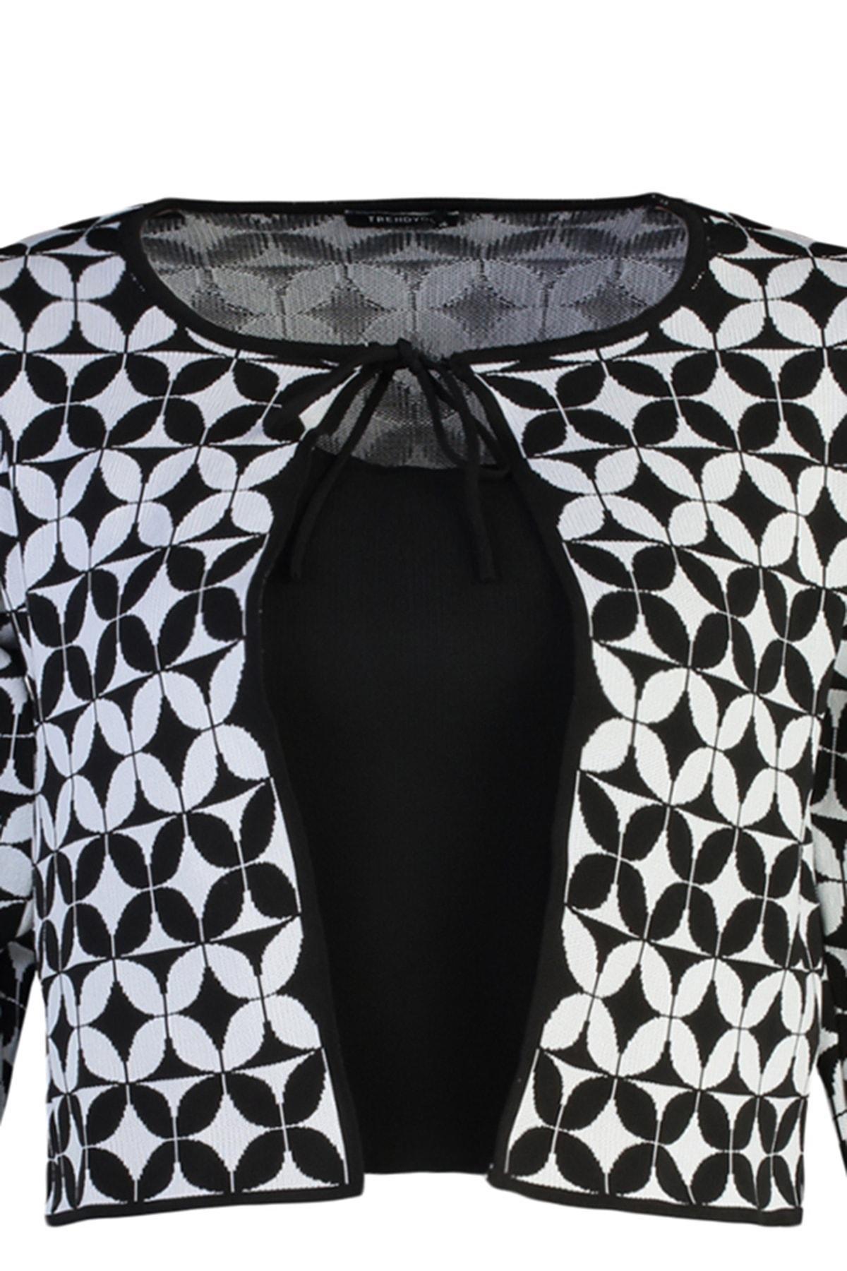 Black Crew Neck Plus Size Cardigan, , large image number 8