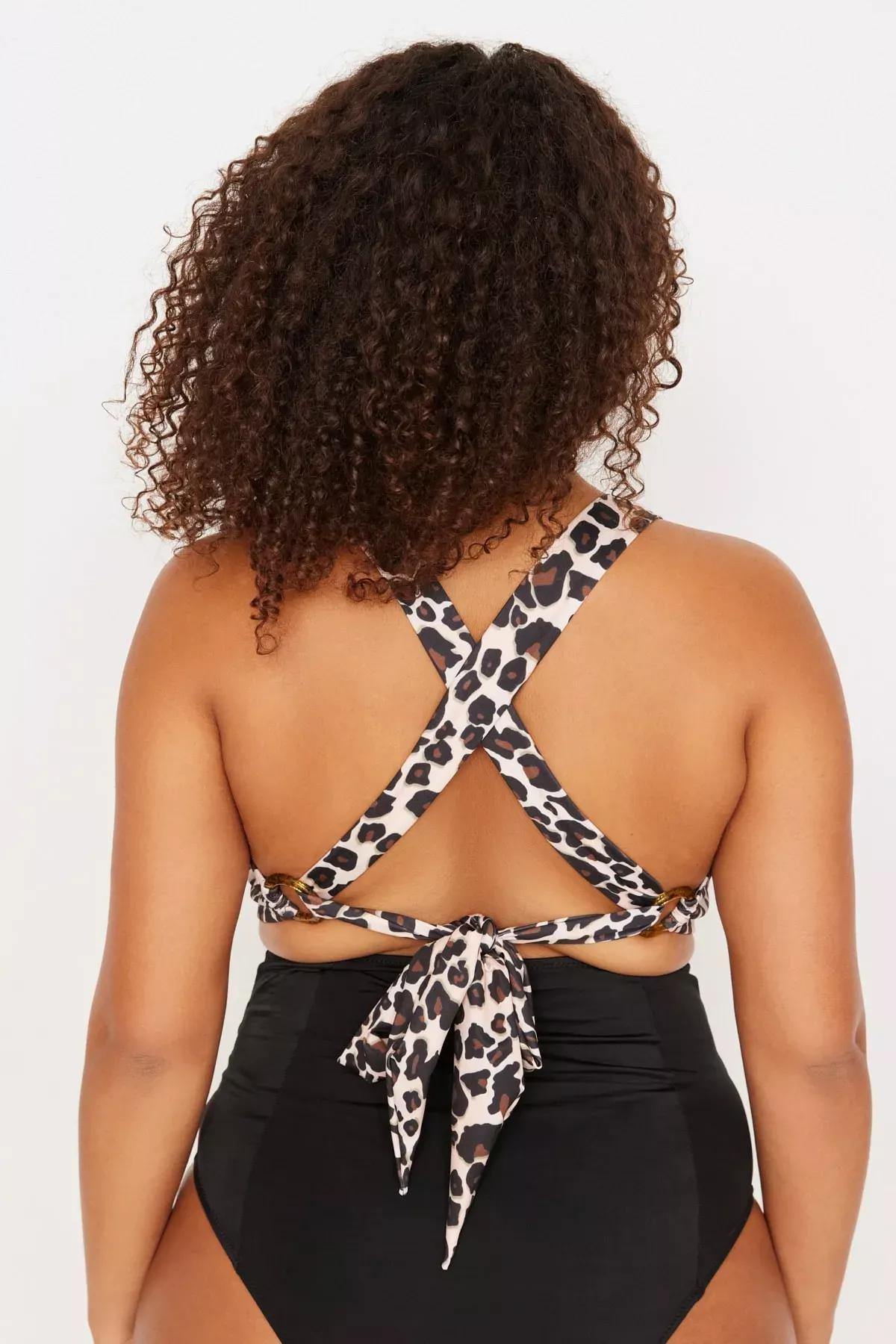 Multicoloured Patterned Bralette Bikini Top, Multicolor, large image number 3