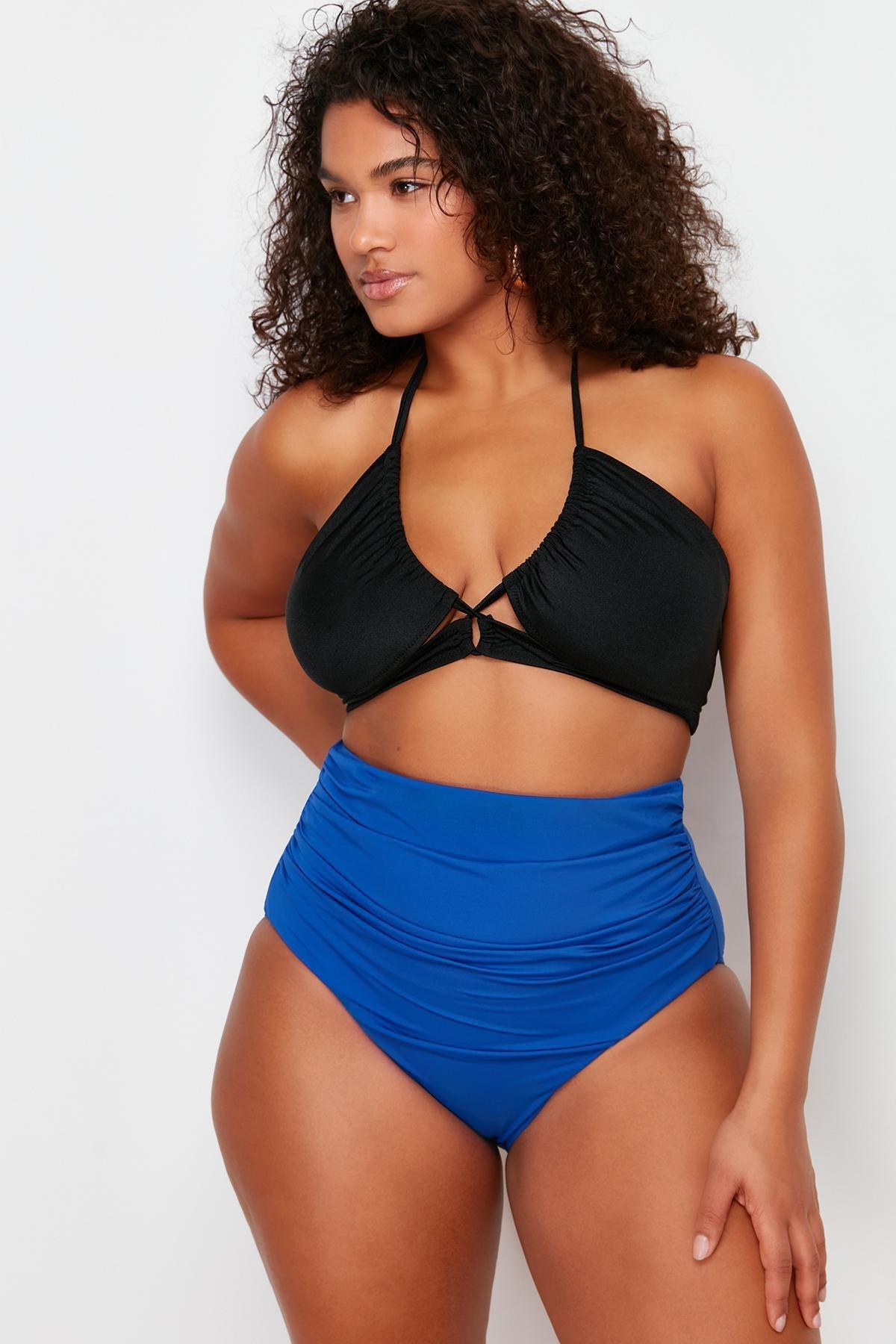 blue High Waist Corset Bikini Bottom, , large image number 1