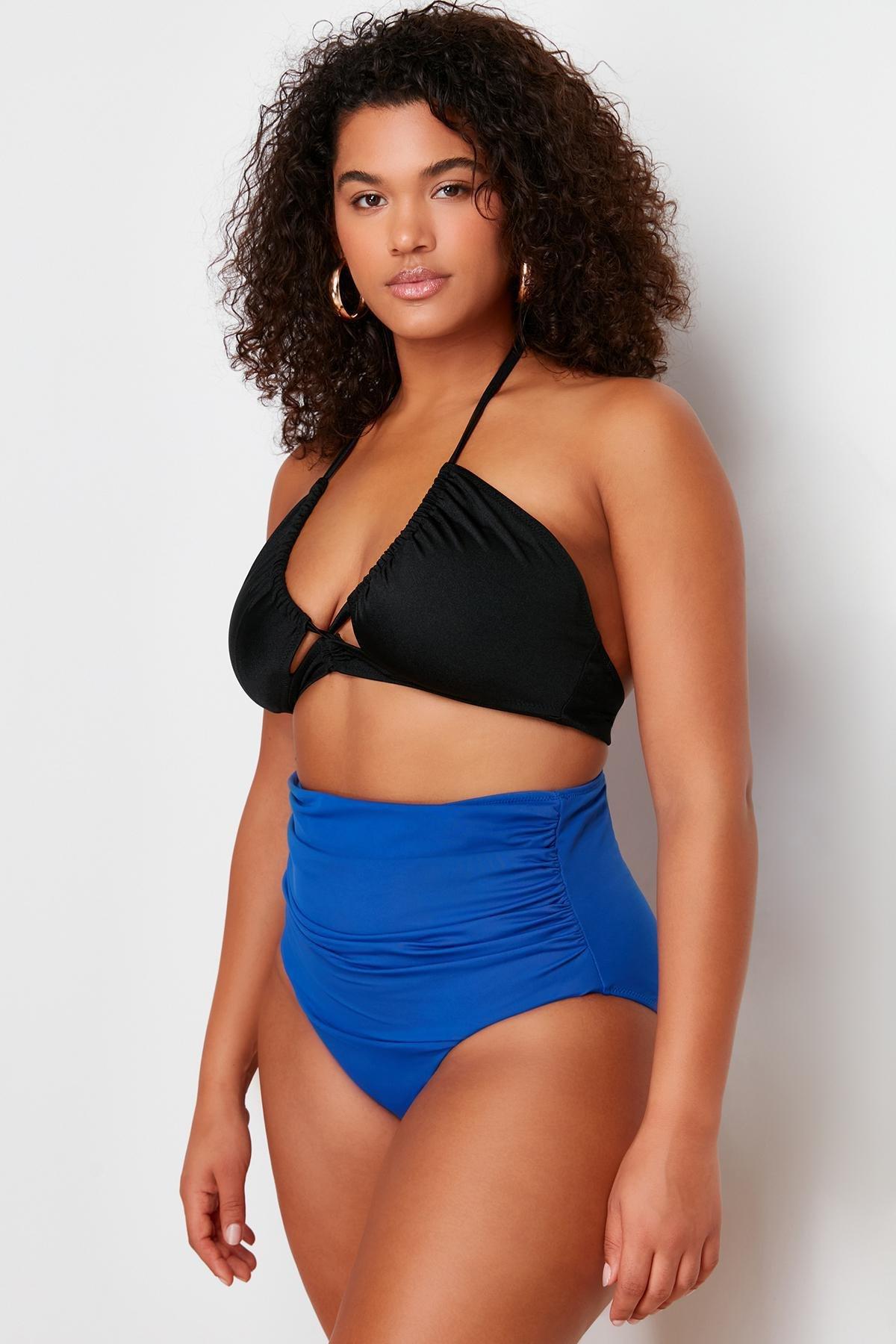 blue High Waist Corset Bikini Bottom, , large image number 3