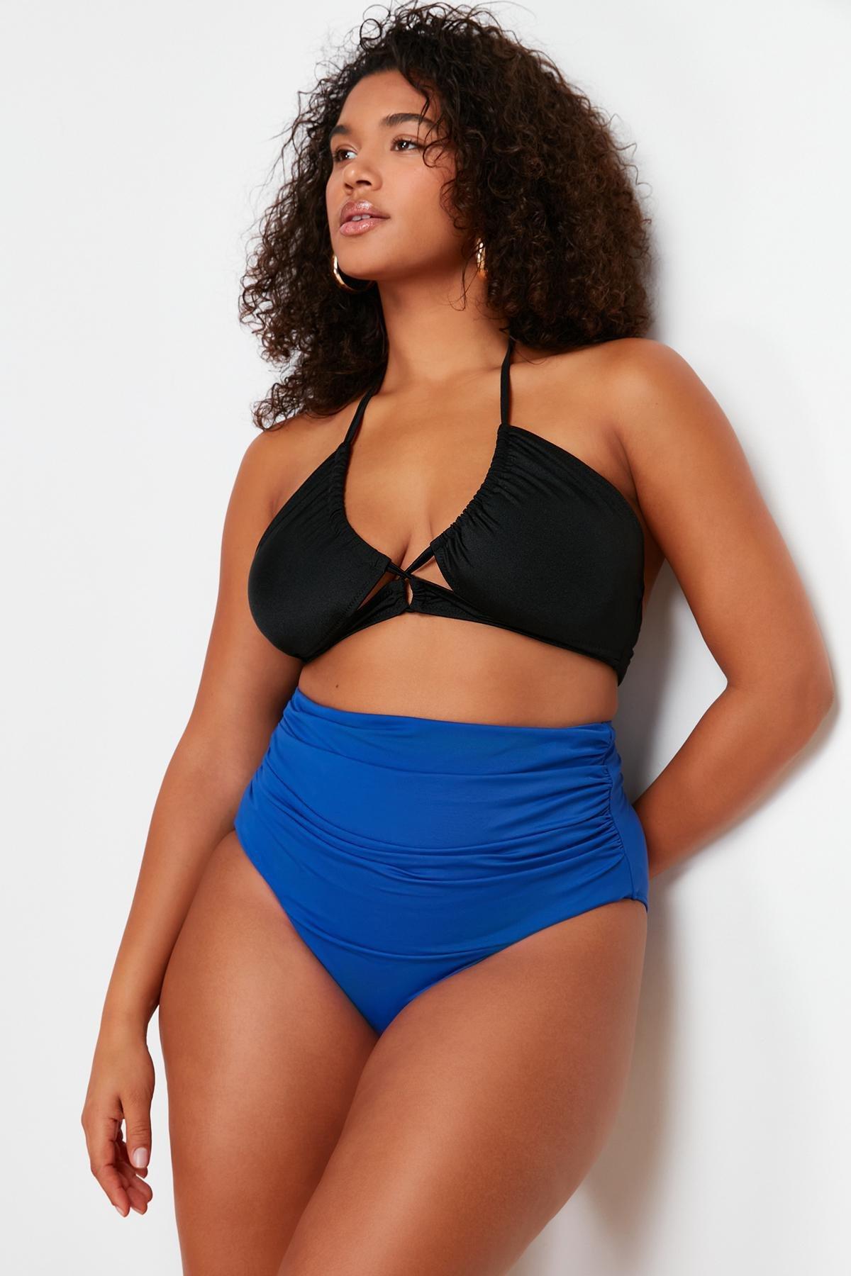 blue High Waist Corset Bikini Bottom, , large image number 4