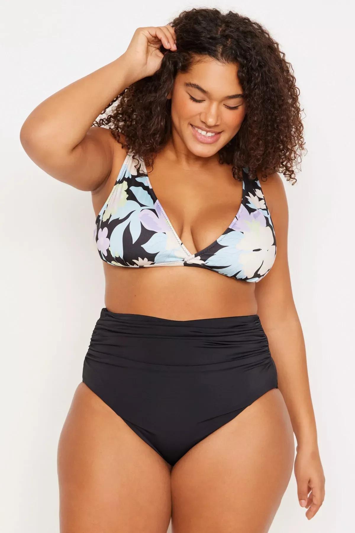 Black Plus Size Bikini Bottom, Black, large image number 0