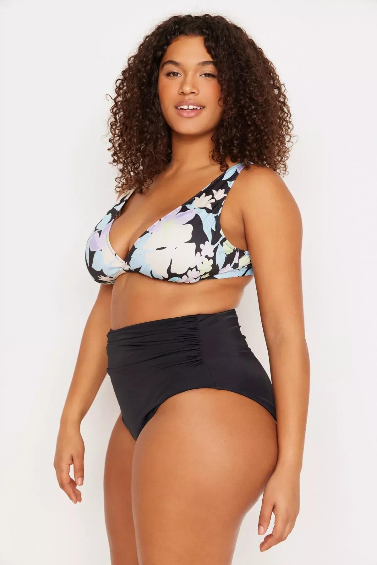 Black Plus Size Bikini Bottom, Black, medium