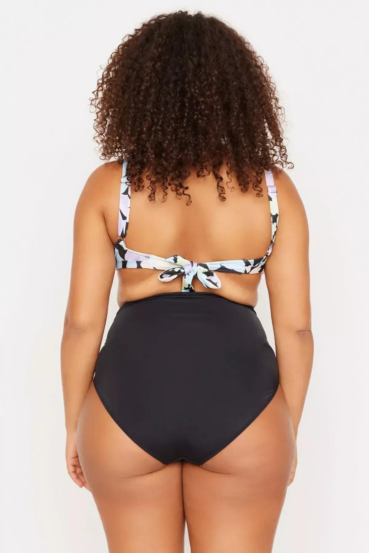 Black Plus Size Bikini Bottom, Black, large image number 4