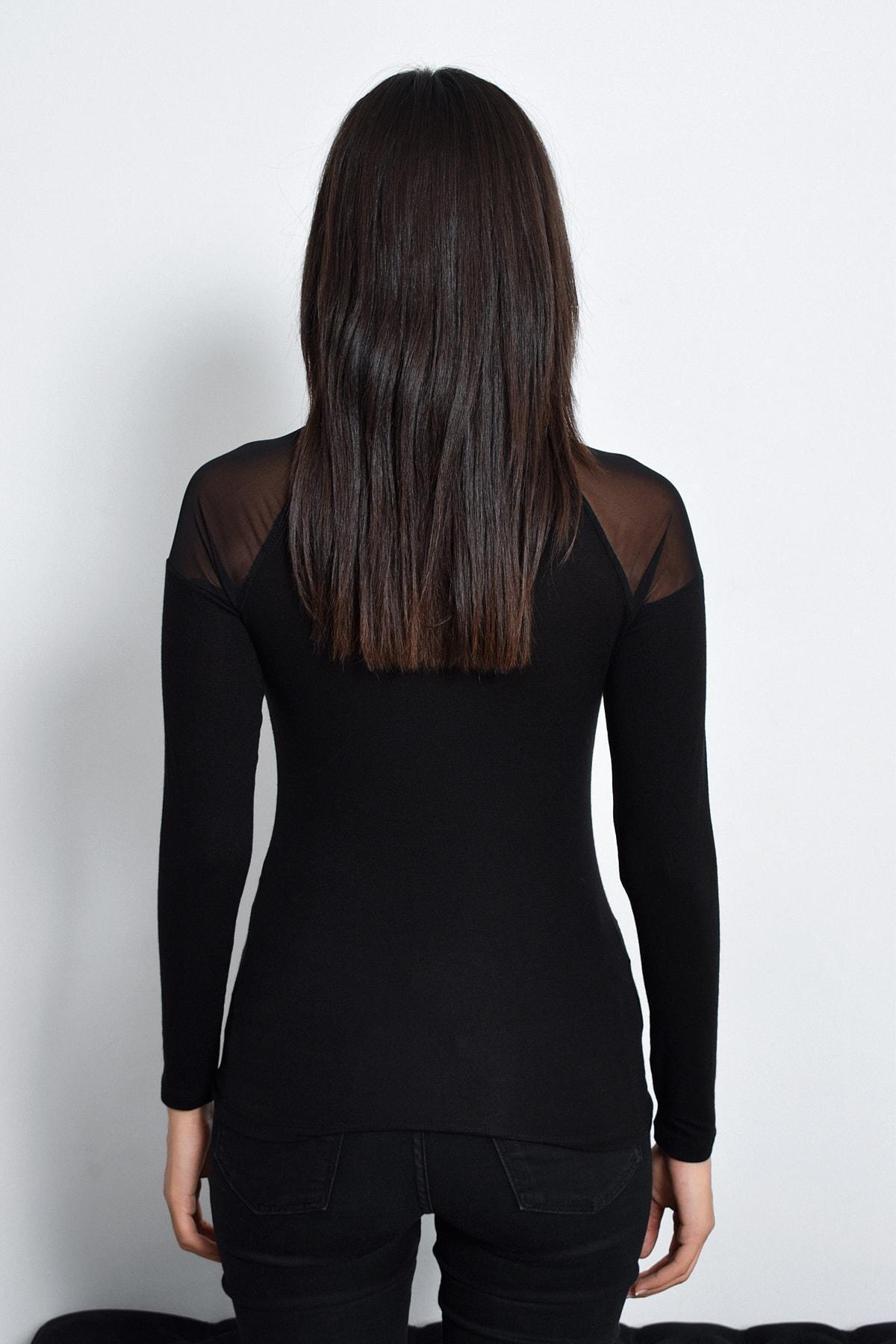 Black Turtleneck Fitted Top, BLACK, large image number 3
