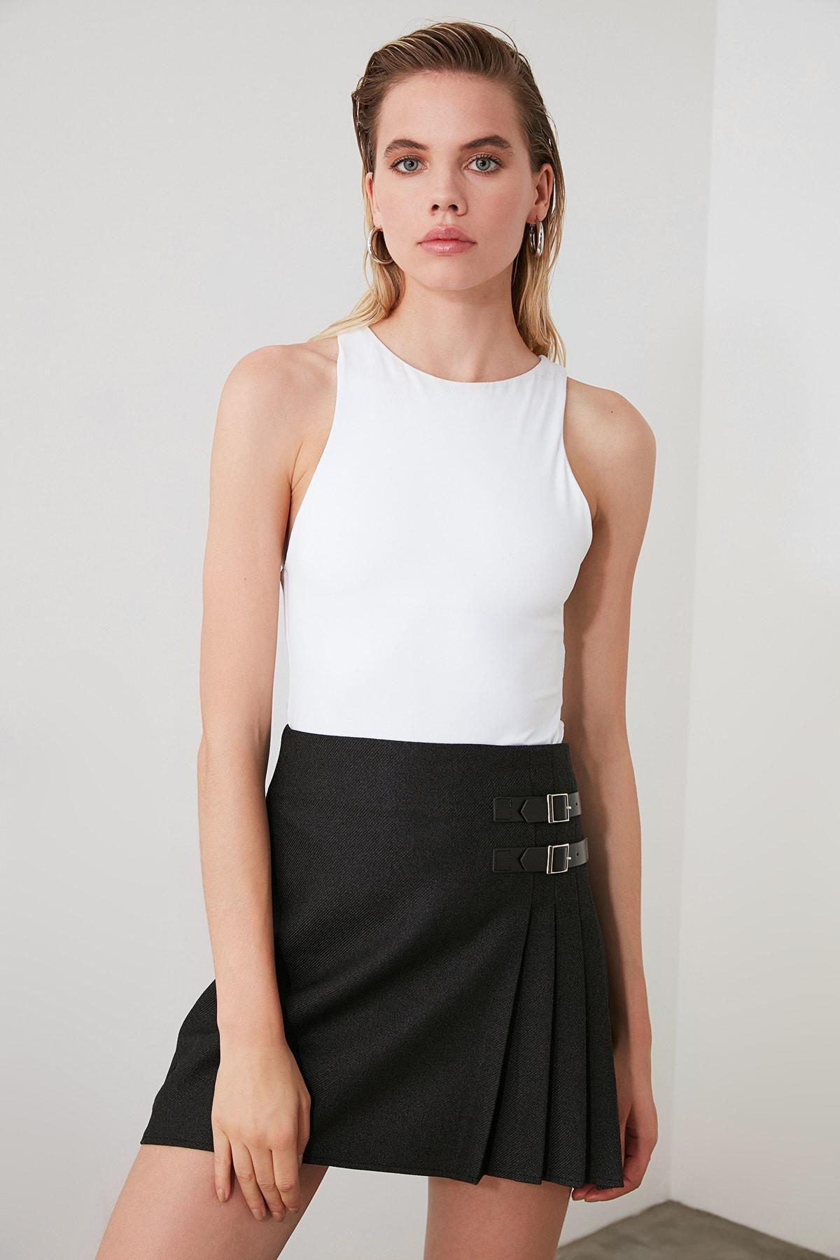 Black A-Line Mini Skirt, Black, large image number 7
