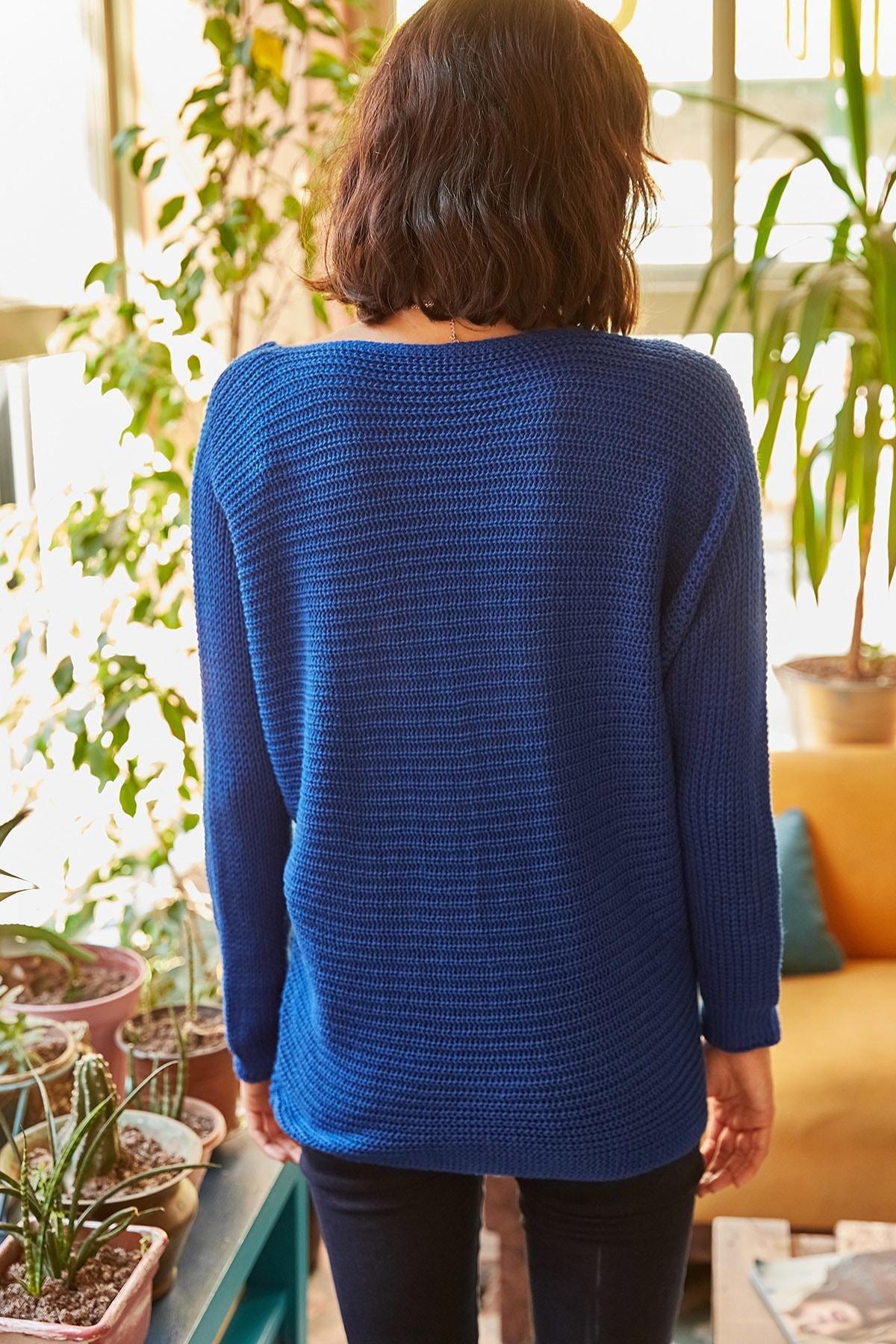 Blue Thessaloniki Loose Knitwear Sweater, SAKS BLUE, large image number 5