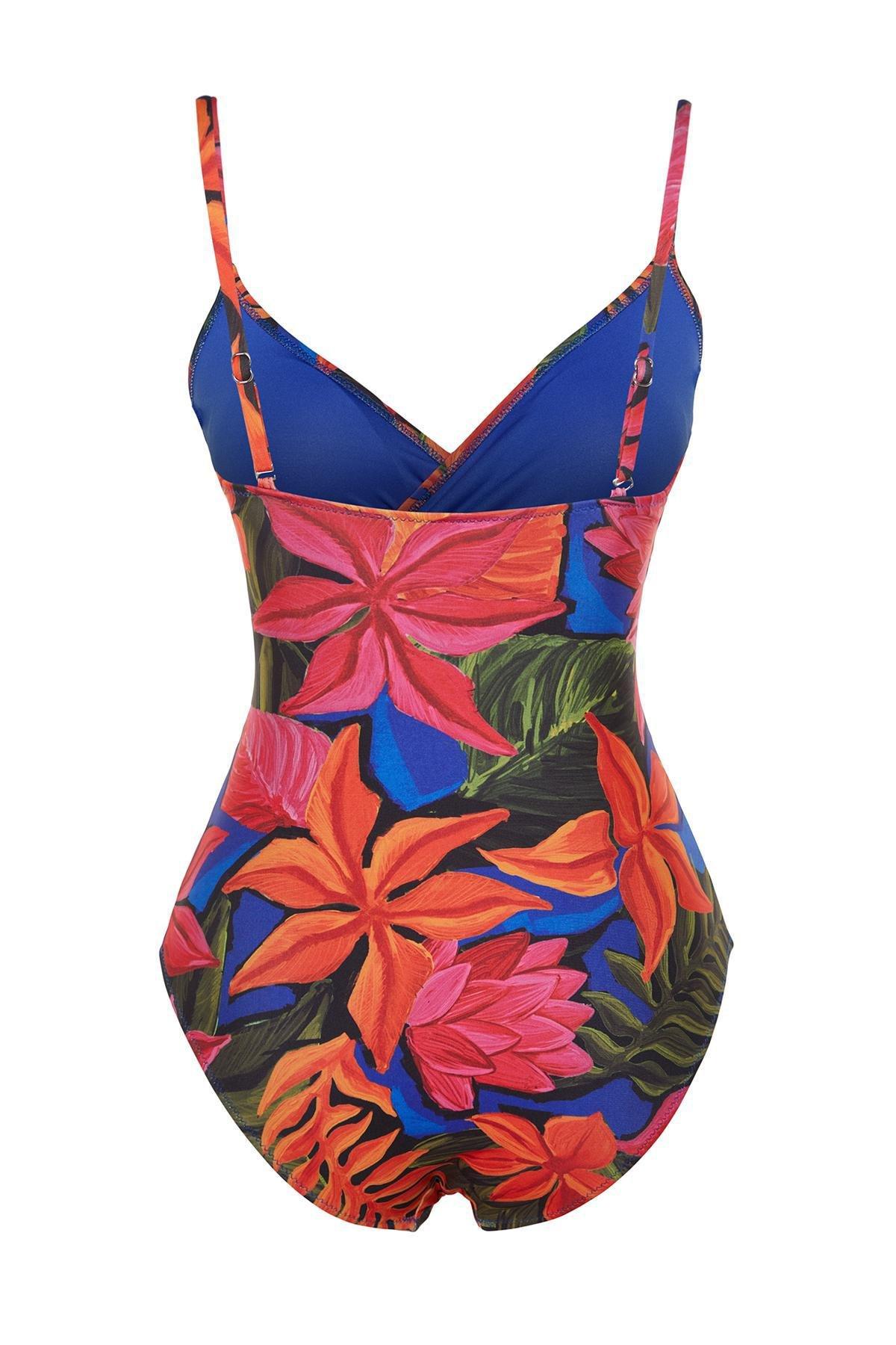 Multicolour Double Breasted Swimsuit, Blue-Multicolor, large image number 7