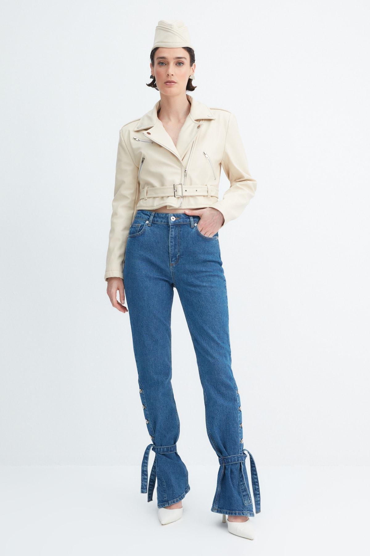 Blue Straight High Waist Jeans, , large image number 0