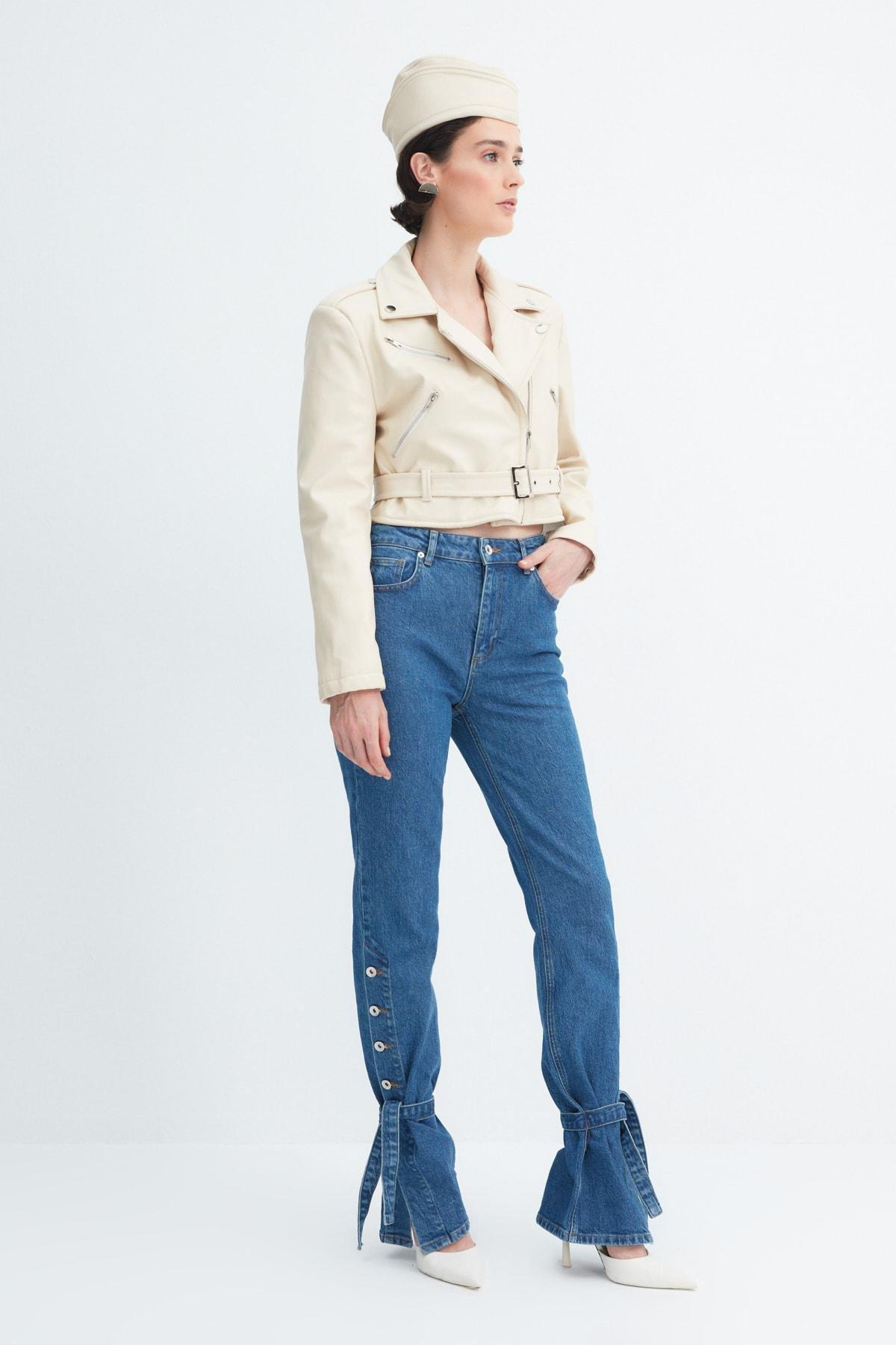 Blue Straight High Waist Jeans, , large image number 1