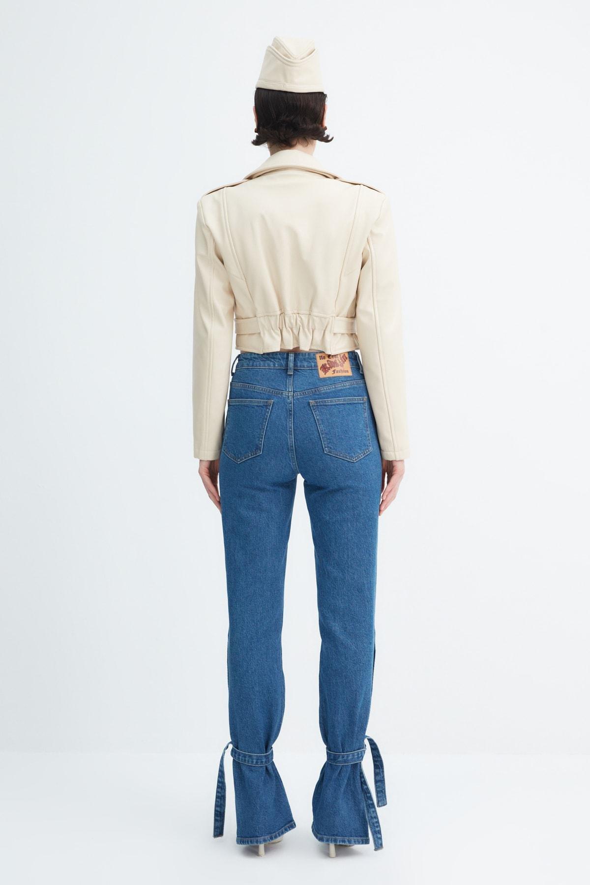 Blue Straight High Waist Jeans, , large image number 4