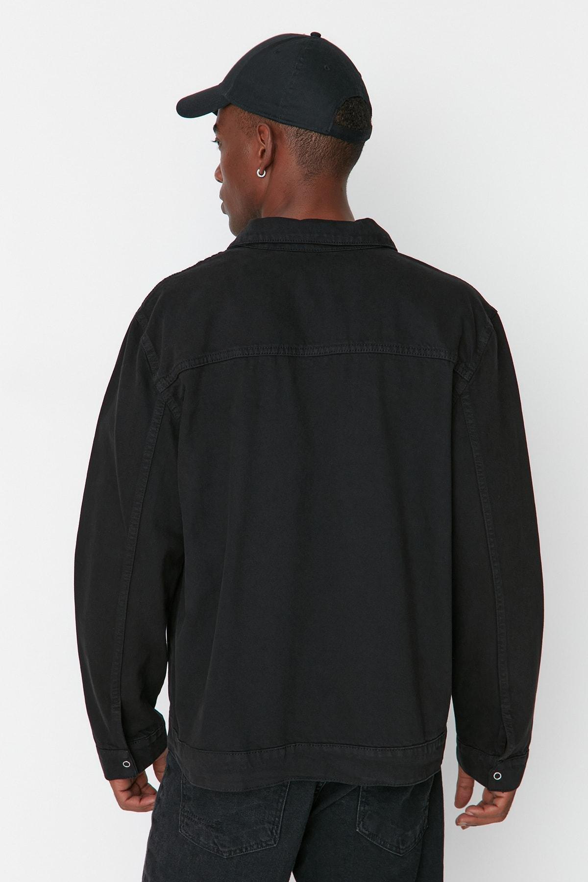 Black Denim Jeans Jacket, , large image number 4