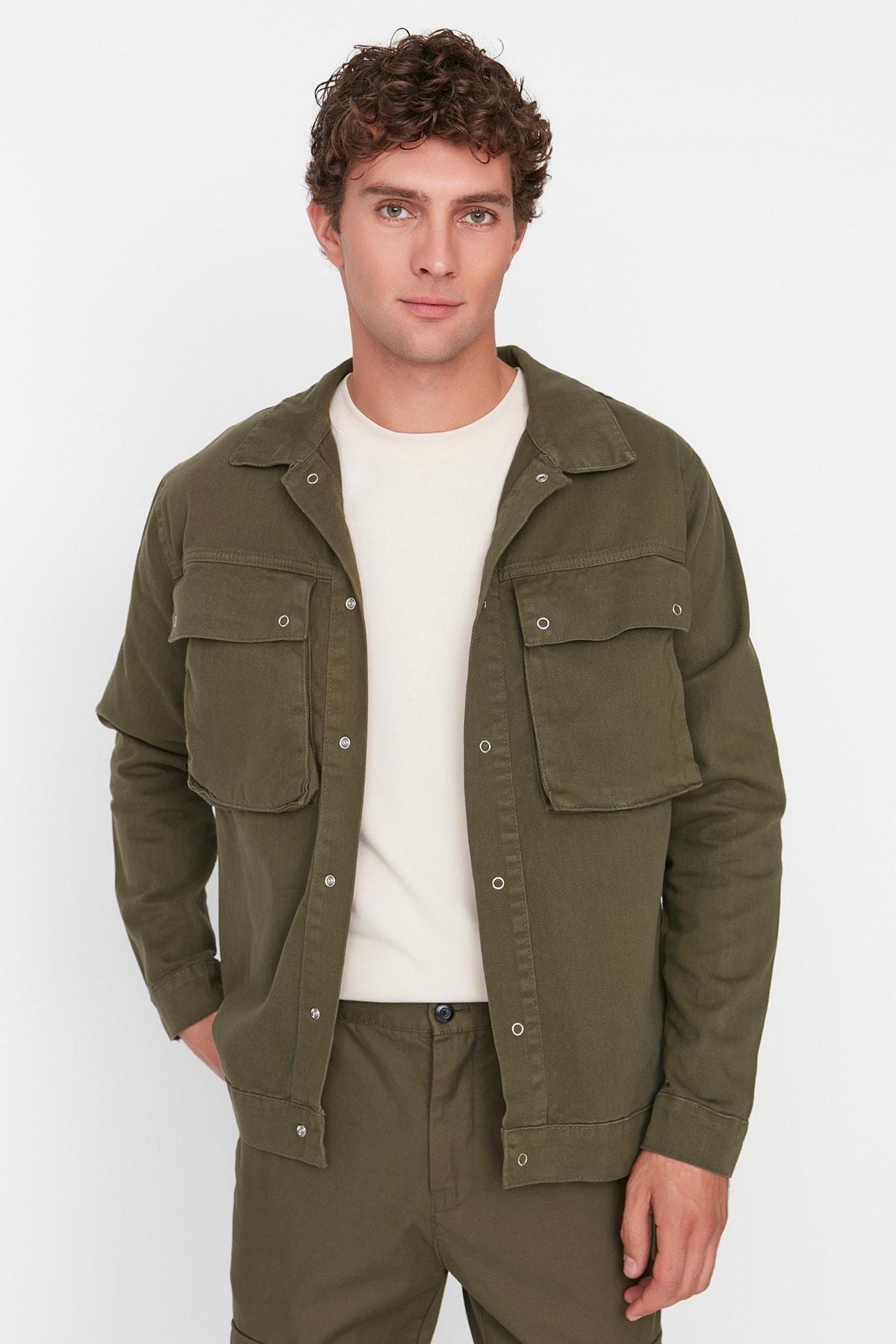 Khaki Lapel Collar Jacket, C101_7015, large image number 0
