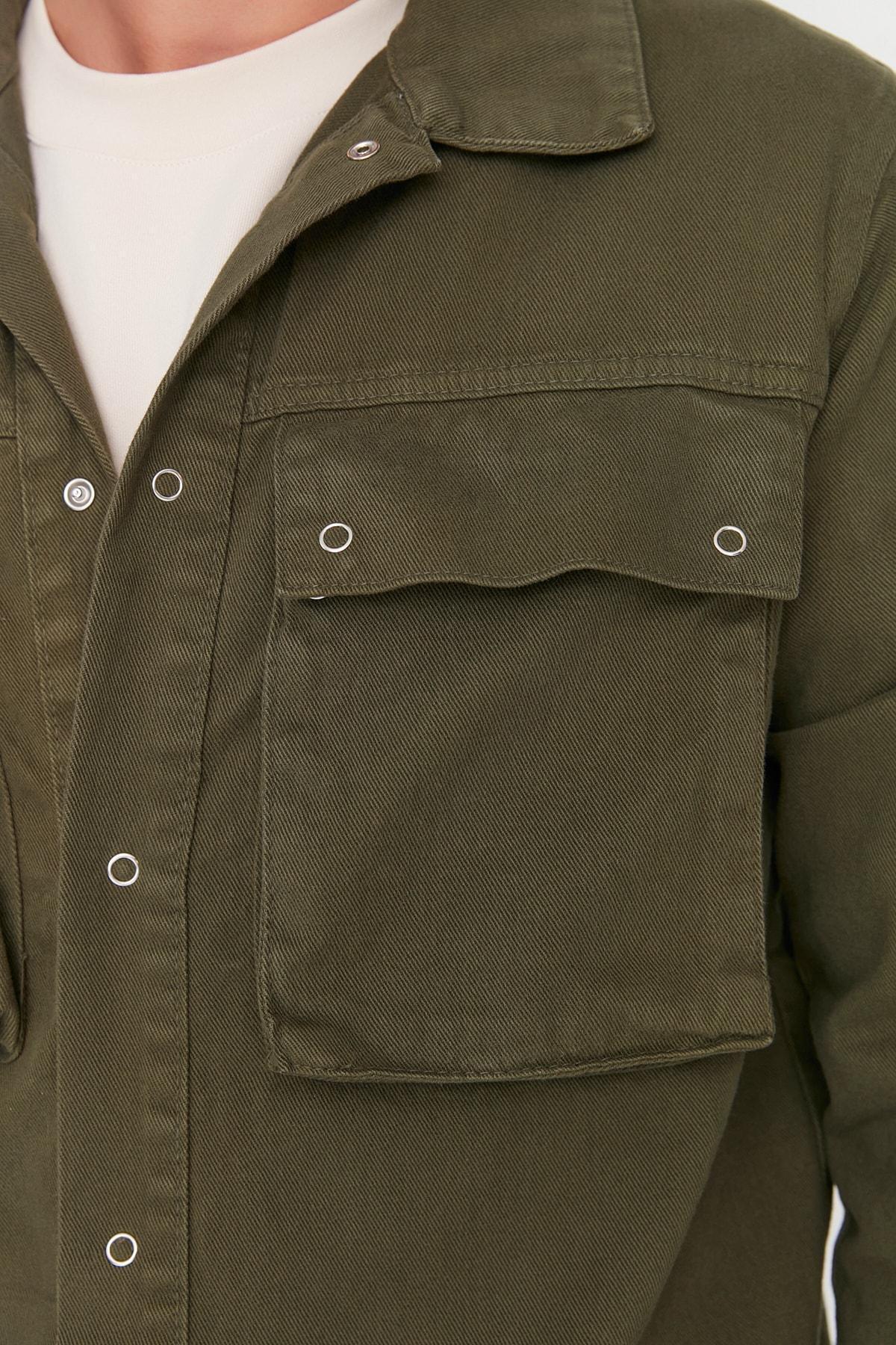 Khaki Lapel Collar Jacket, C101_7015, large image number 3