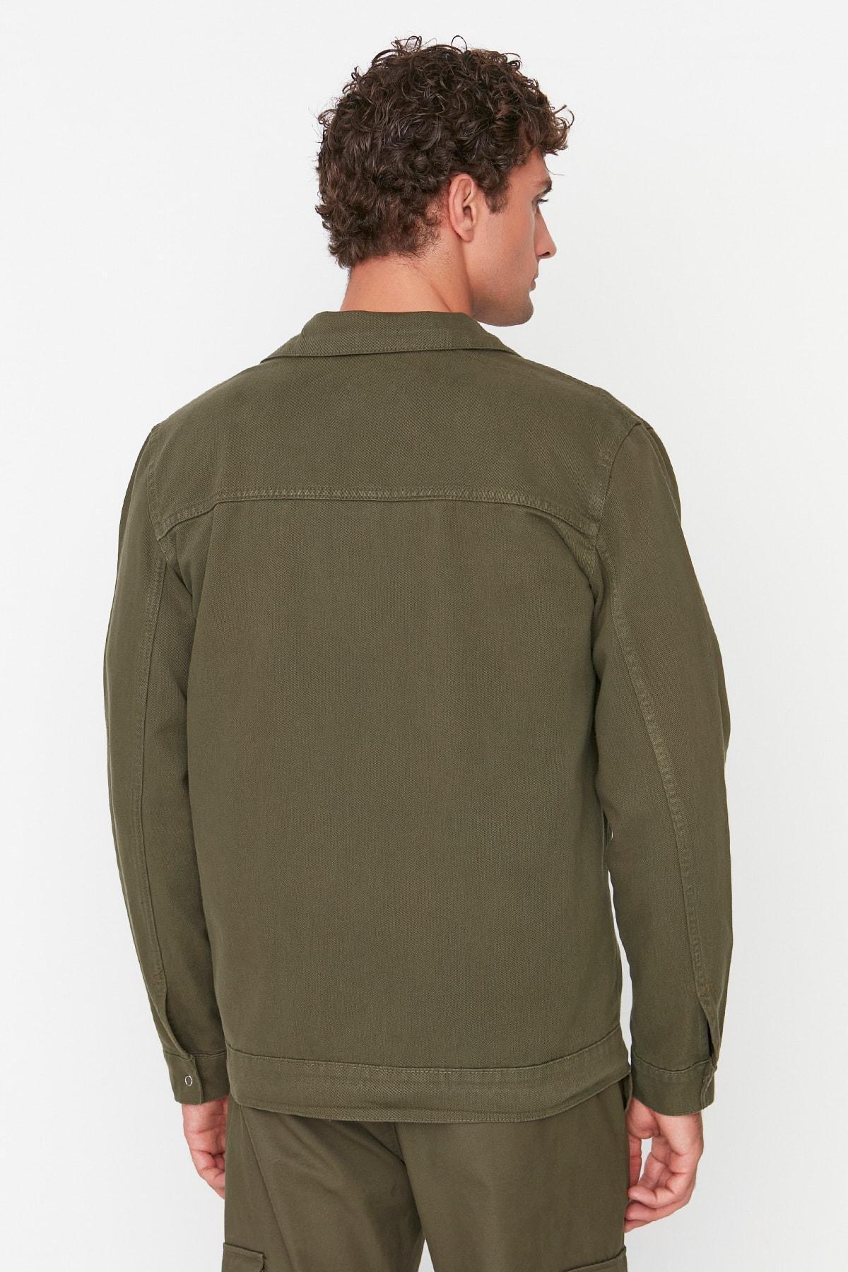 Khaki Lapel Collar Jacket, C101_7015, large image number 4