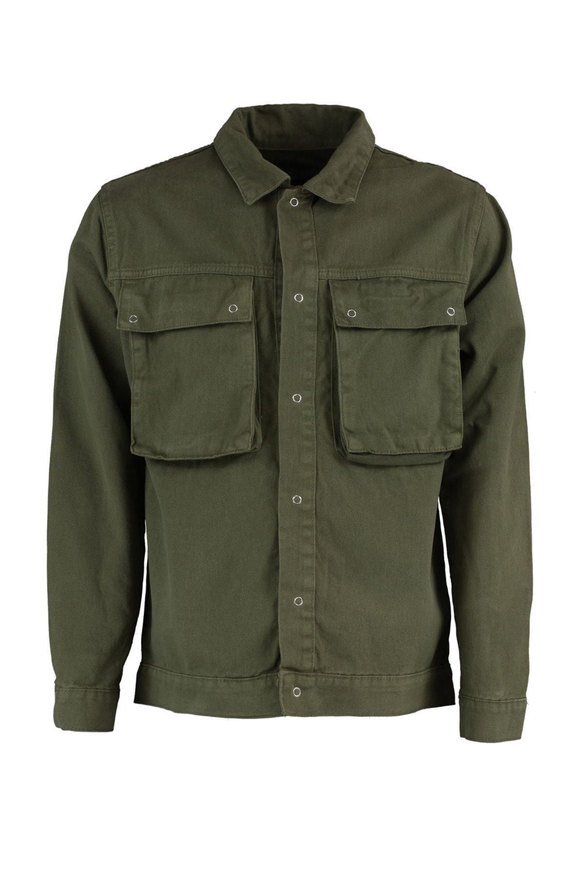 Khaki Lapel Collar Jacket, C101_7015, large image number 5