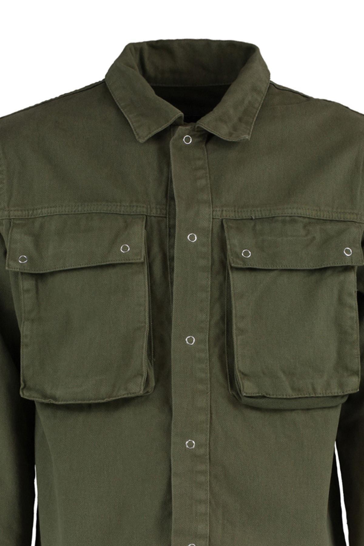 Khaki Lapel Collar Jacket, C101_7015, large image number 6