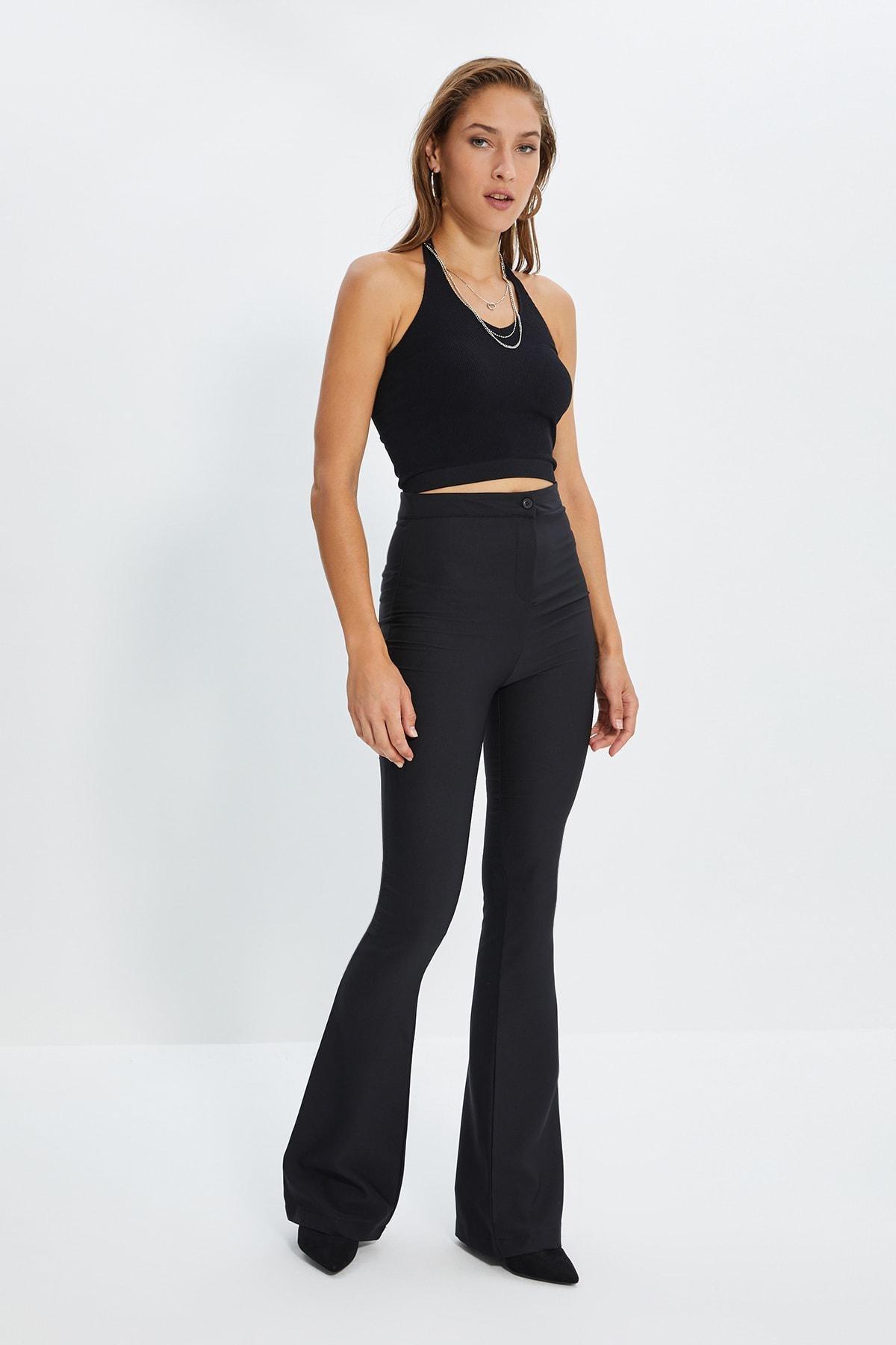 Black Bootcut High Waist Pants, , large image number 0