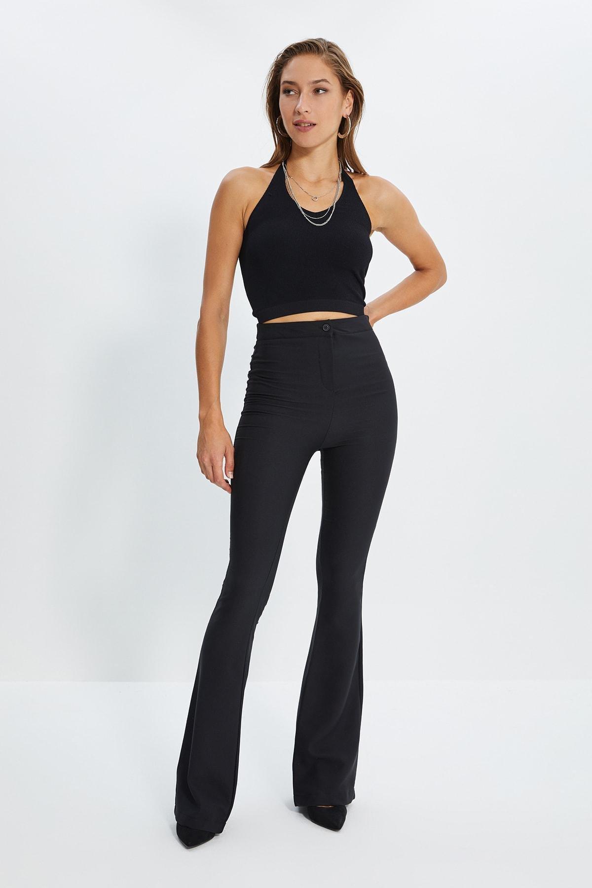 Black Bootcut High Waist Pants, , large image number 1