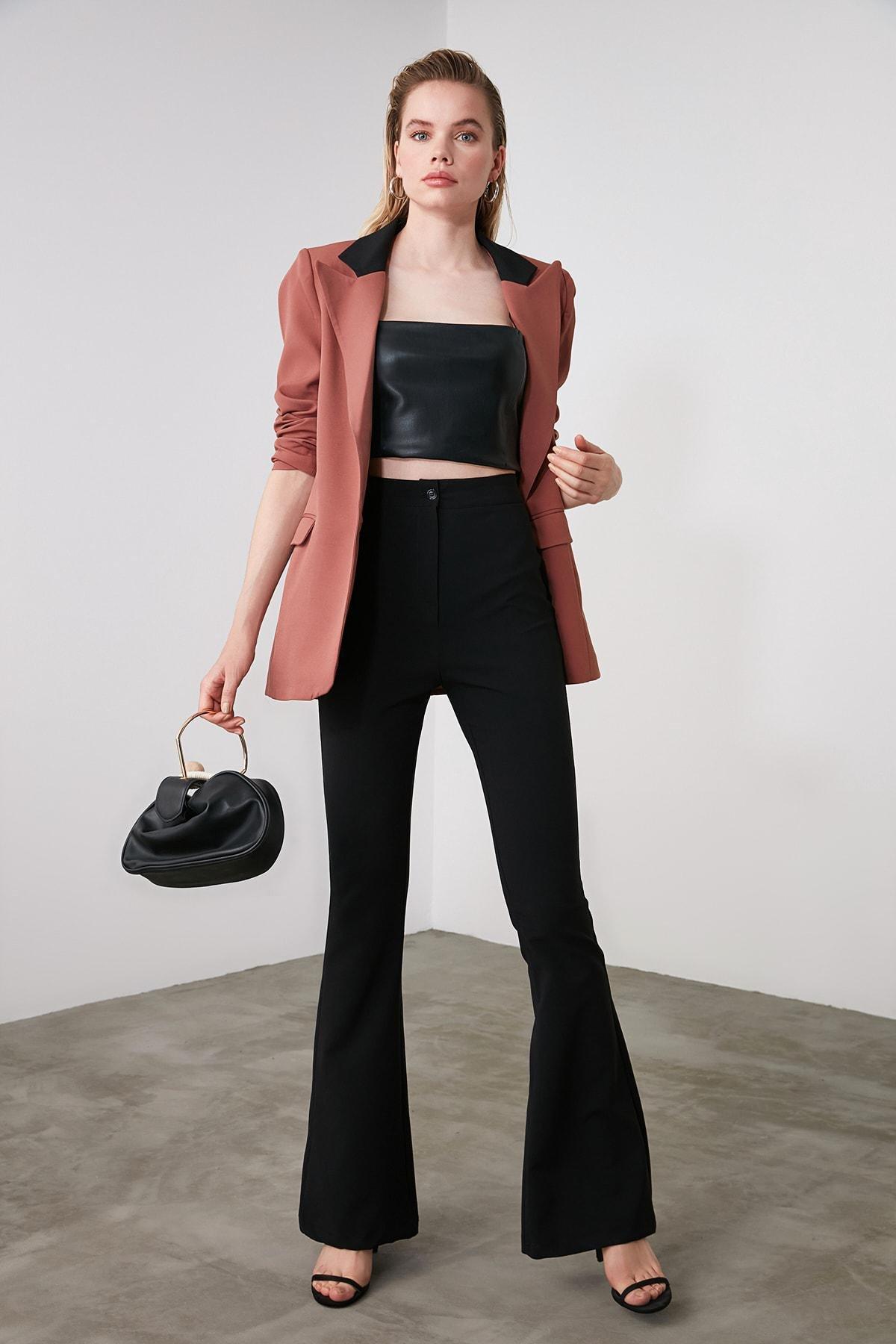 Black Bootcut High Waist Pants, , large image number 6