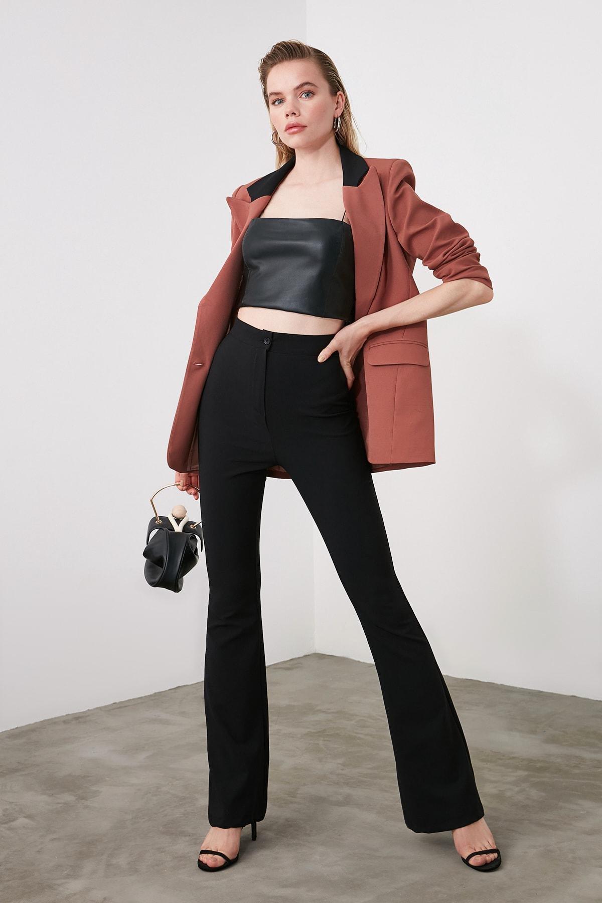 Black Bootcut High Waist Pants, , large image number 7
