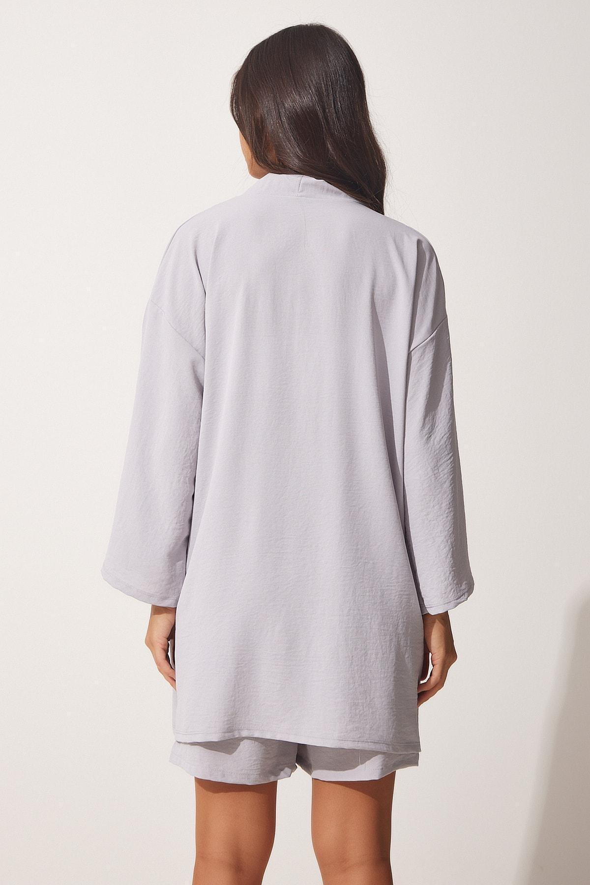 Gray Flowy Ayrobin Kimono Co-Ord Set, , large image number 5