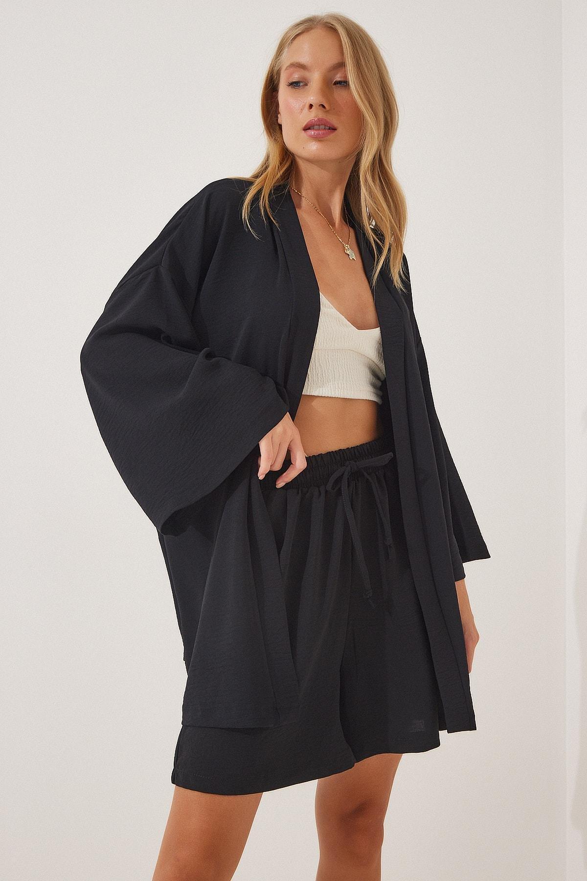 Black V-Neck Co-Ord Set, BLACK, large image number 0