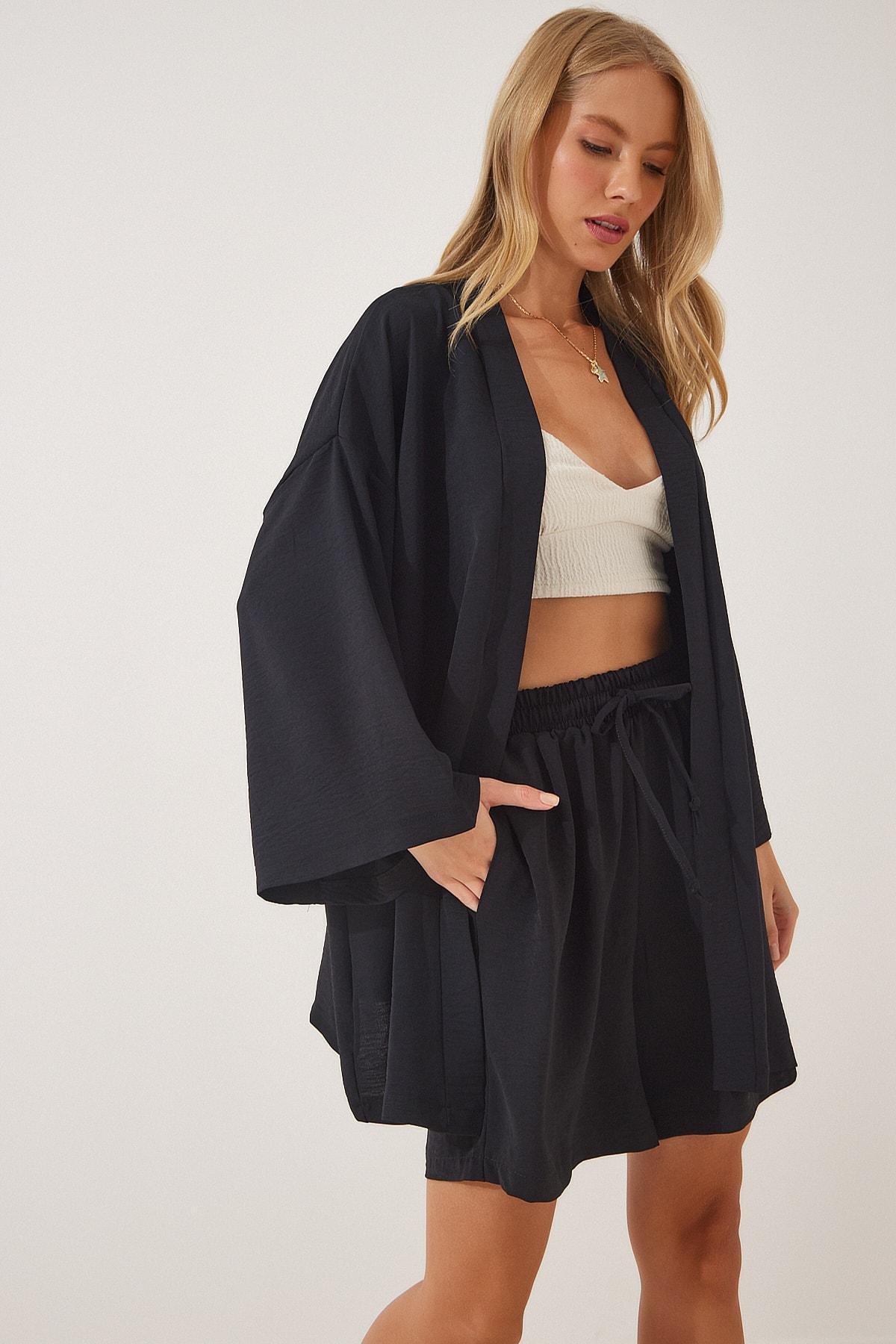 Black V-Neck Co-Ord Set, BLACK, large image number 1